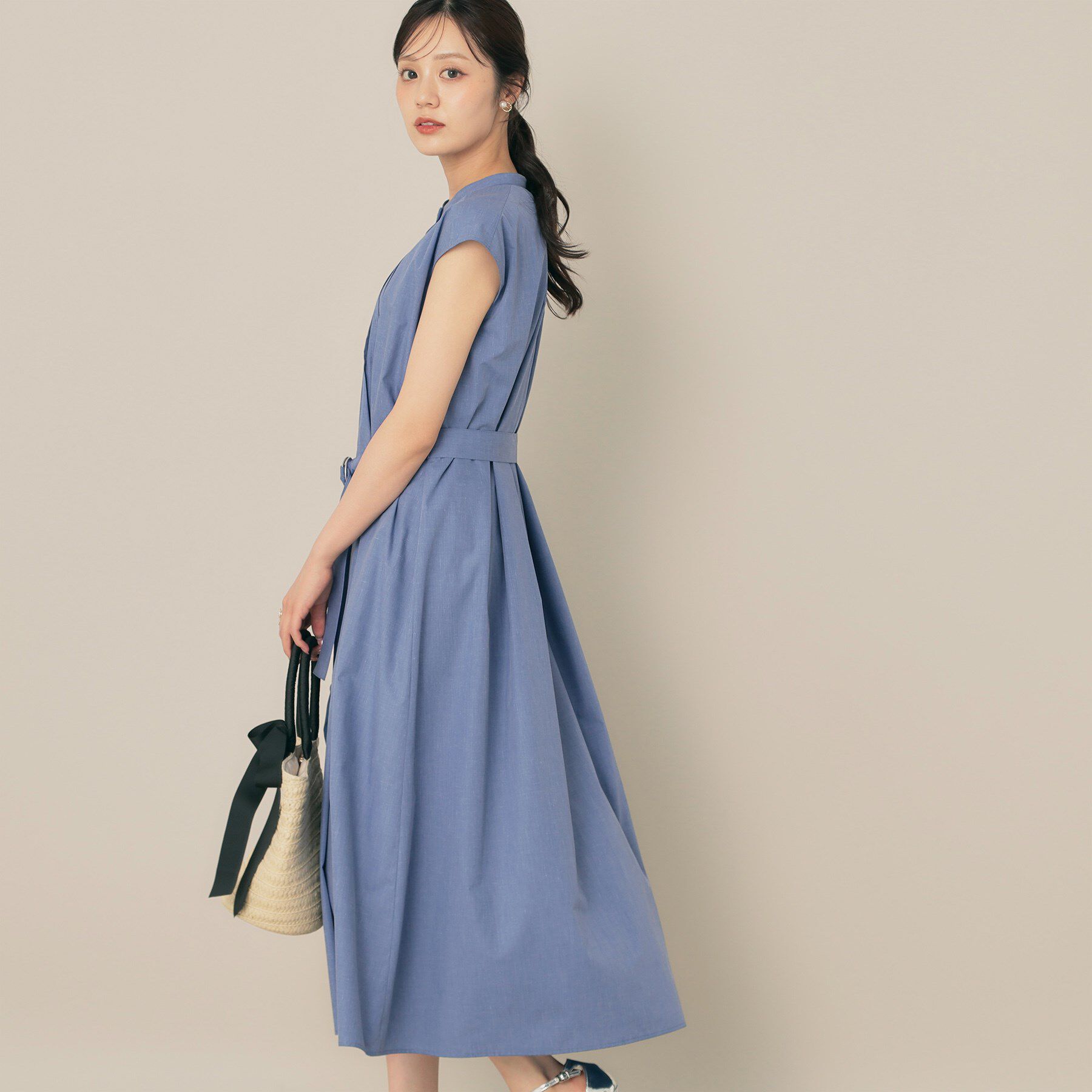 Couture broach「【Aライン・細見え】フロントタックシャツワンピース」|ワンピース|