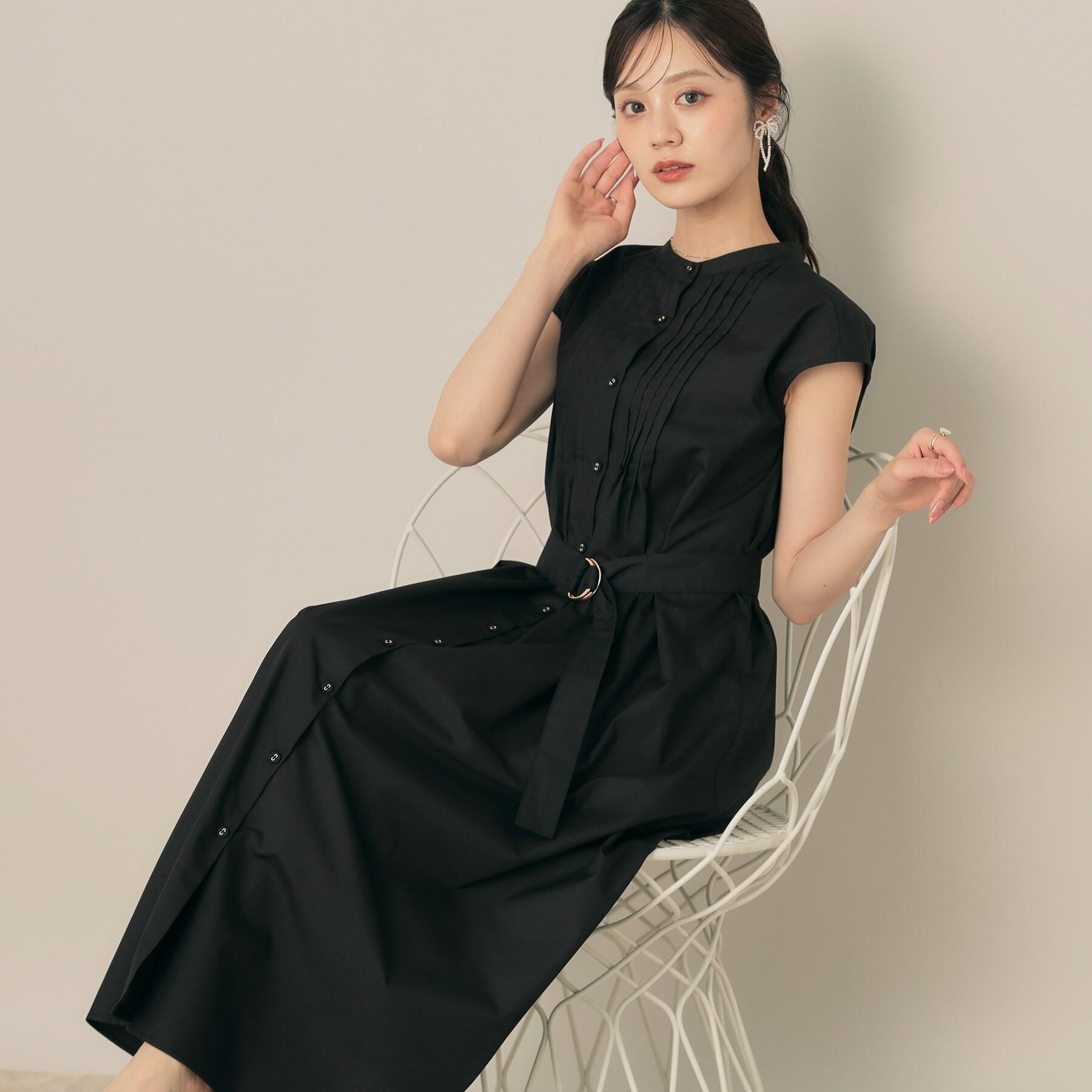 Couture broach「【Aライン・細見え】フロントタックシャツワンピース」|ワンピース|