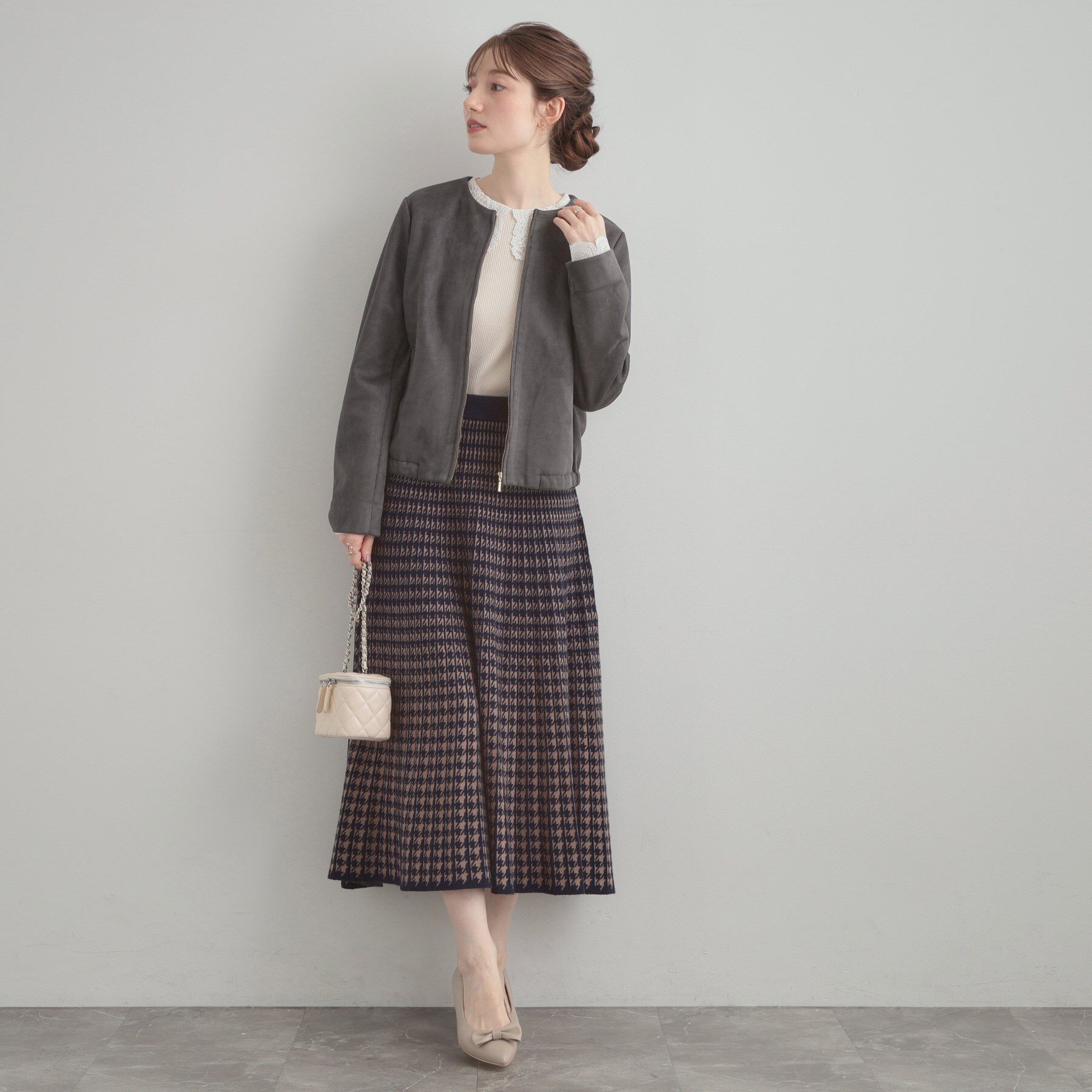 Couture broach「【通勤・大人上品】スエード調ダンボール ノーカラージャケット」|ブルゾン・スタジャン|