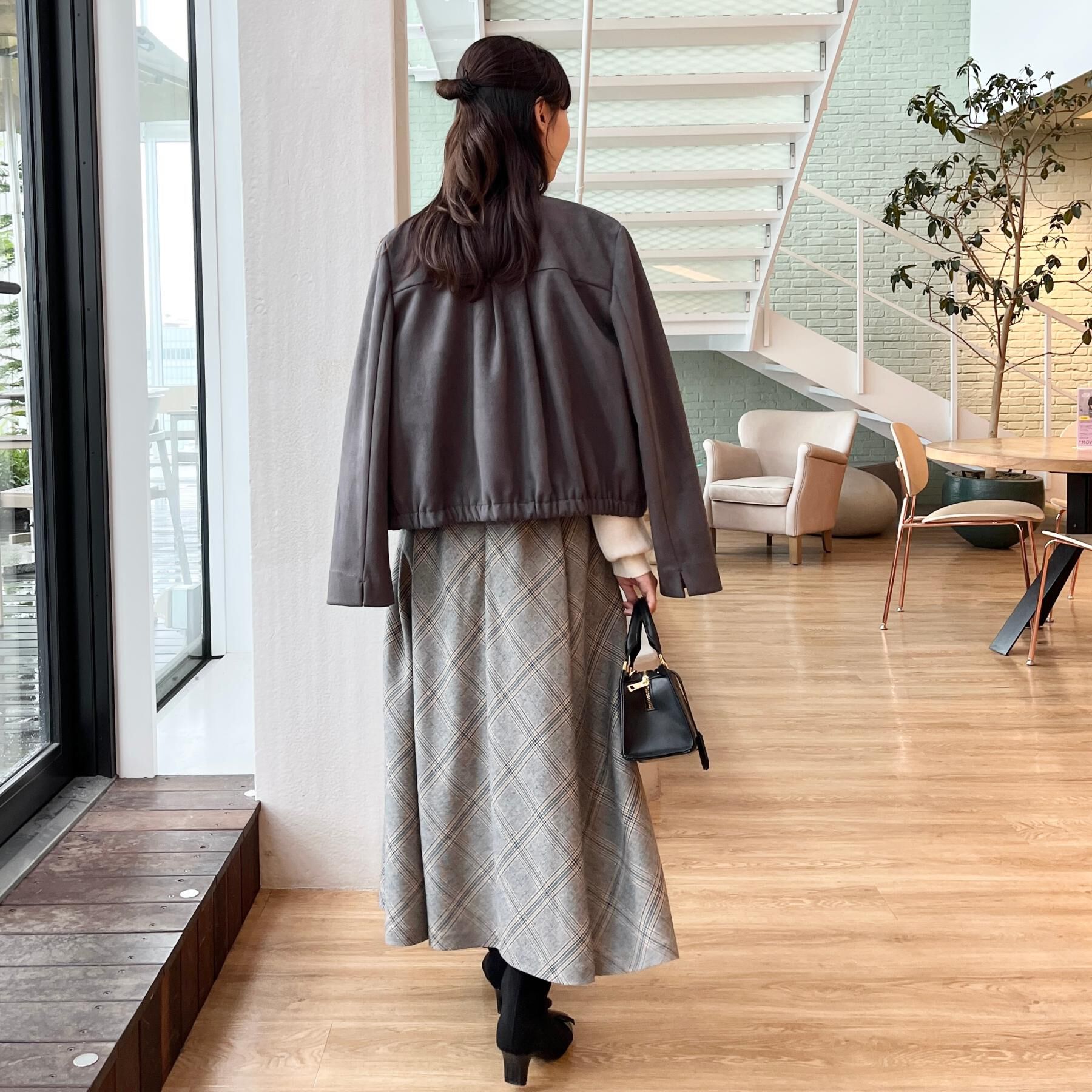 Couture broach「【通勤・大人上品】スエード調ダンボール ノーカラージャケット」|ブルゾン・スタジャン|