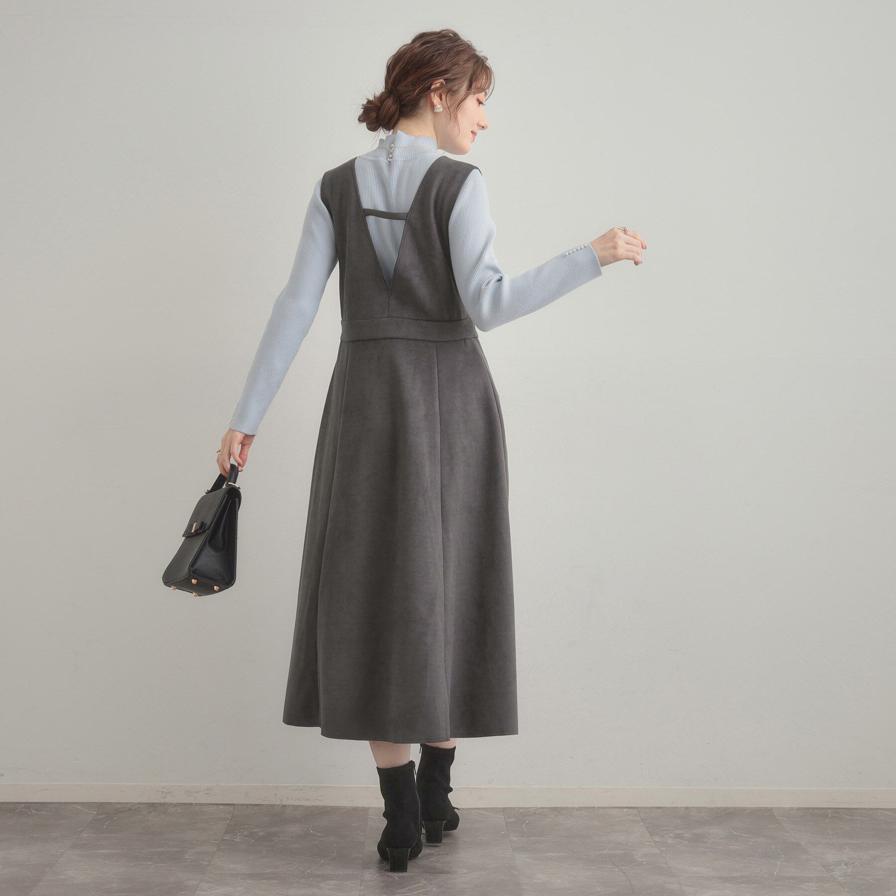 Couture broach「【S-LL/通勤】ビット付き スエード調ダンボールジャンスカ」|ワンピース|