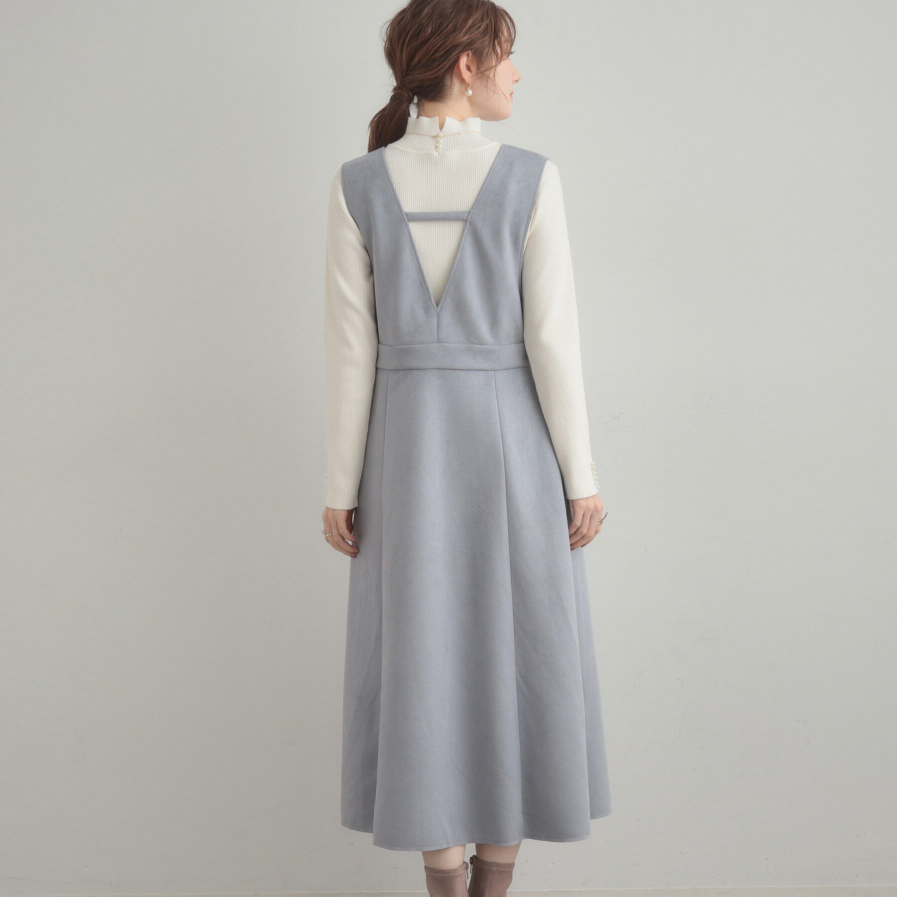 Couture broach「【S-LL/通勤】ビット付き スエード調ダンボールジャンスカ」|ワンピース|