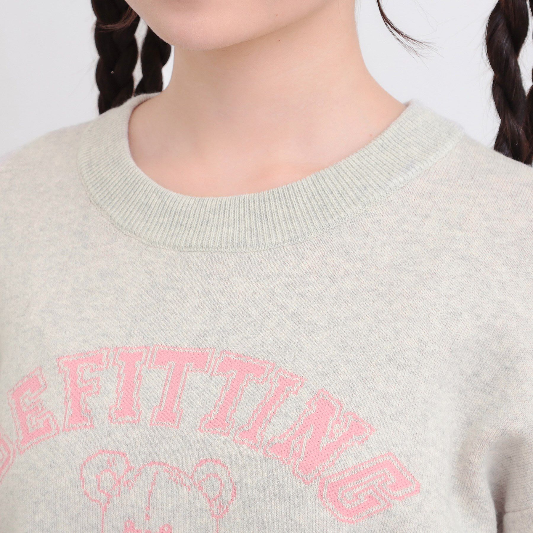 PINK-latte「コットンジャカードくまプルオーバー」|ニット・セーター|