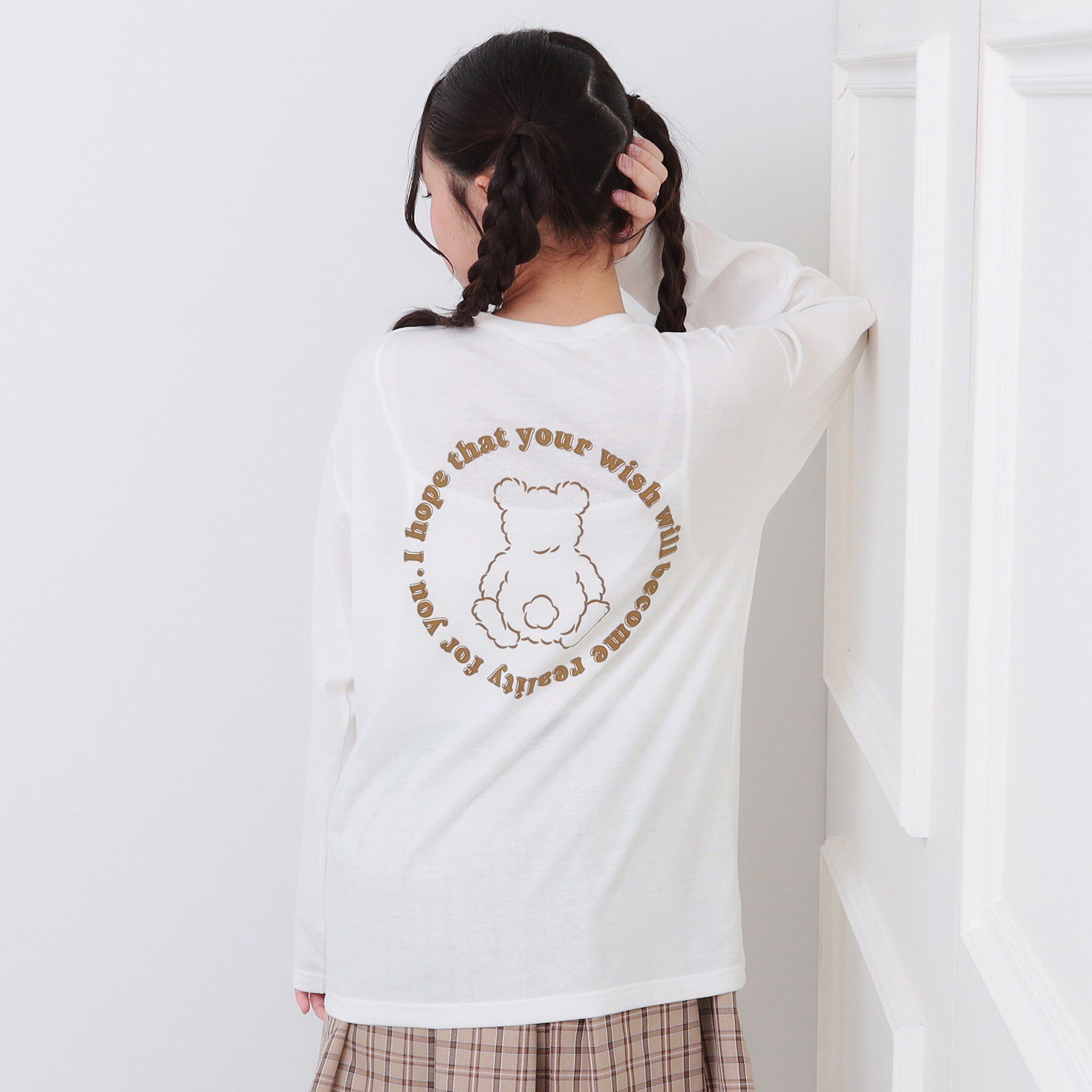 PINK-latte「フロッキーくまちゃんロンT」|Tシャツ・カットソー|オフホワイト(003