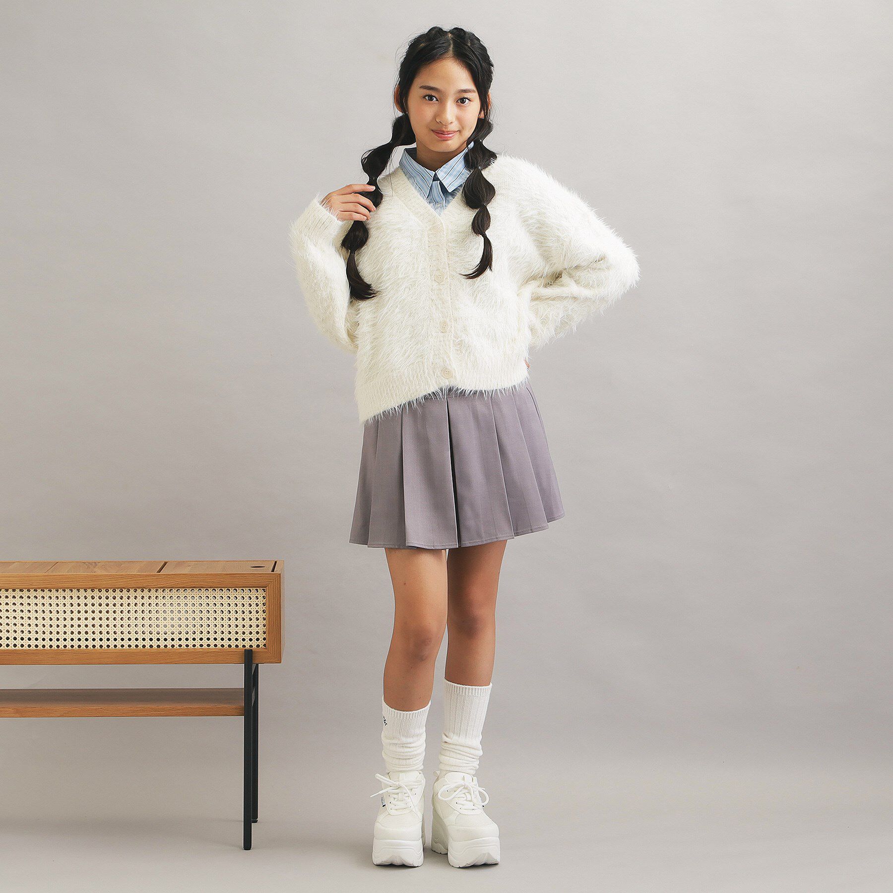 PINK-latte「ウォッシャブルロゴシャギーニットカーディガン」|カーディガン|