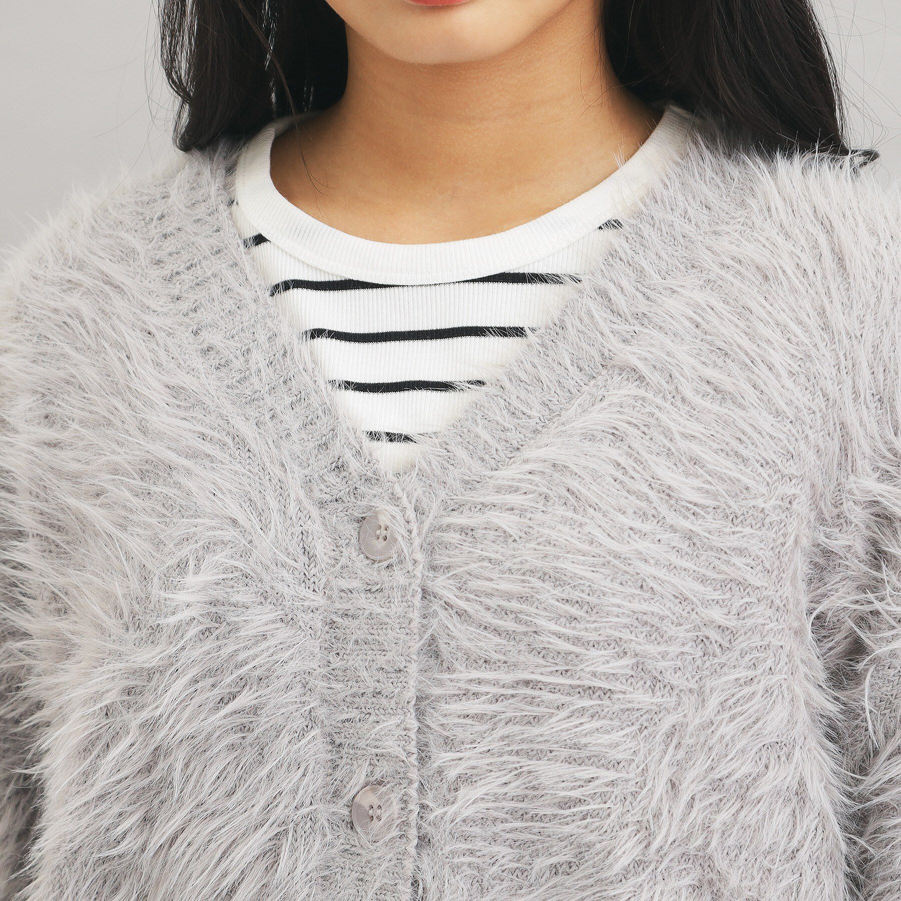 PINK-latte「ウォッシャブルロゴシャギーニットカーディガン」|カーディガン|