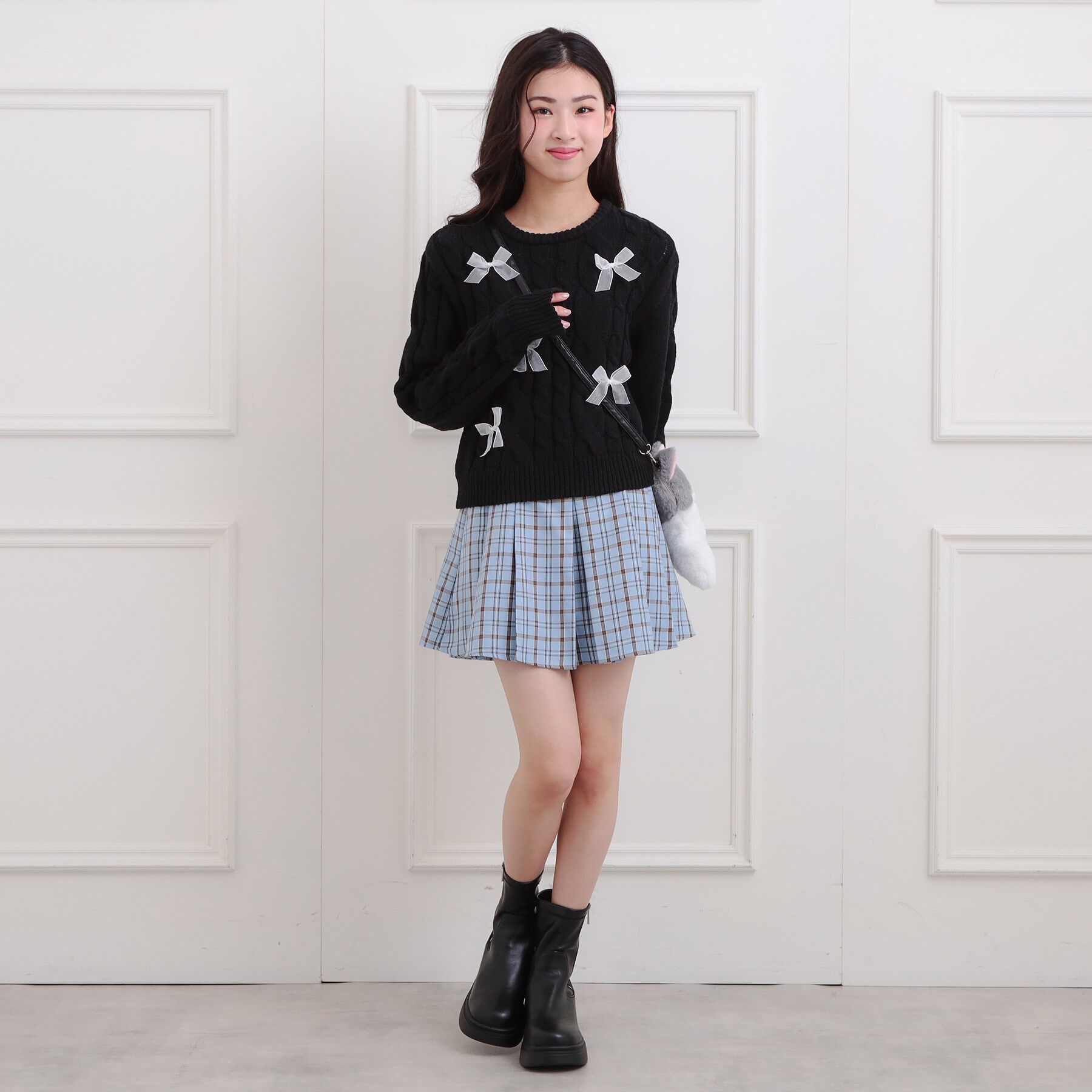 PINK-latte「リボン付ニットプルオーバー」|ニット・セーター|