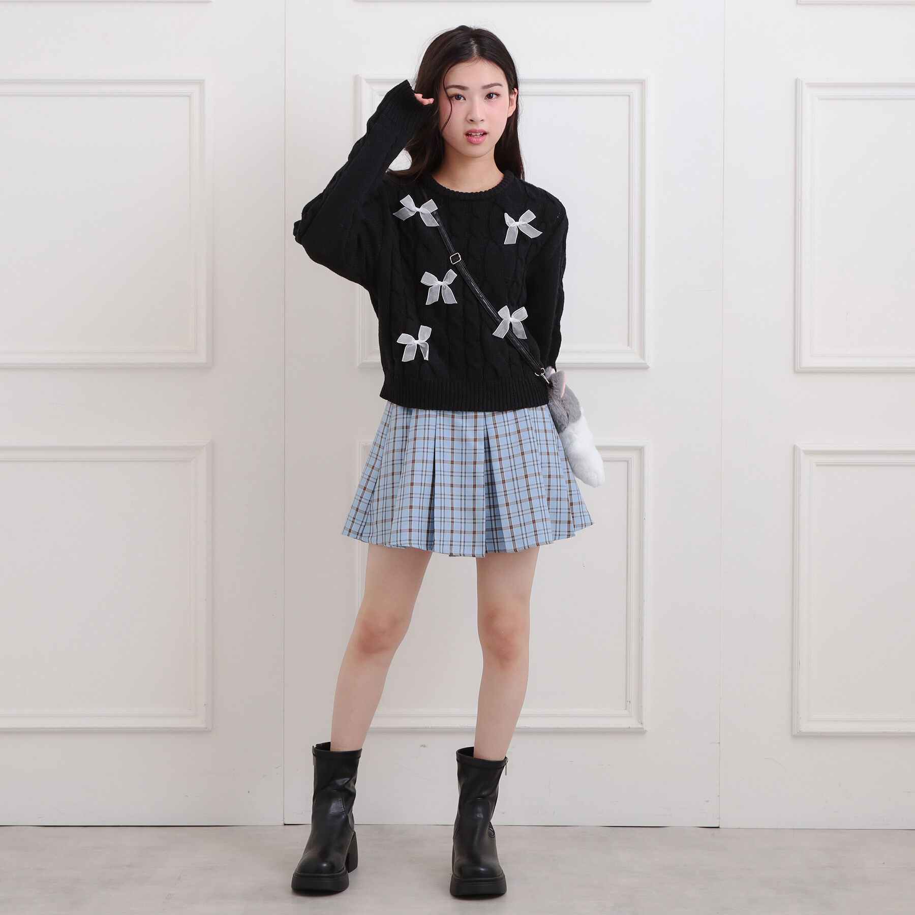 PINK-latte「リボン付ニットプルオーバー」|ニット・セーター|