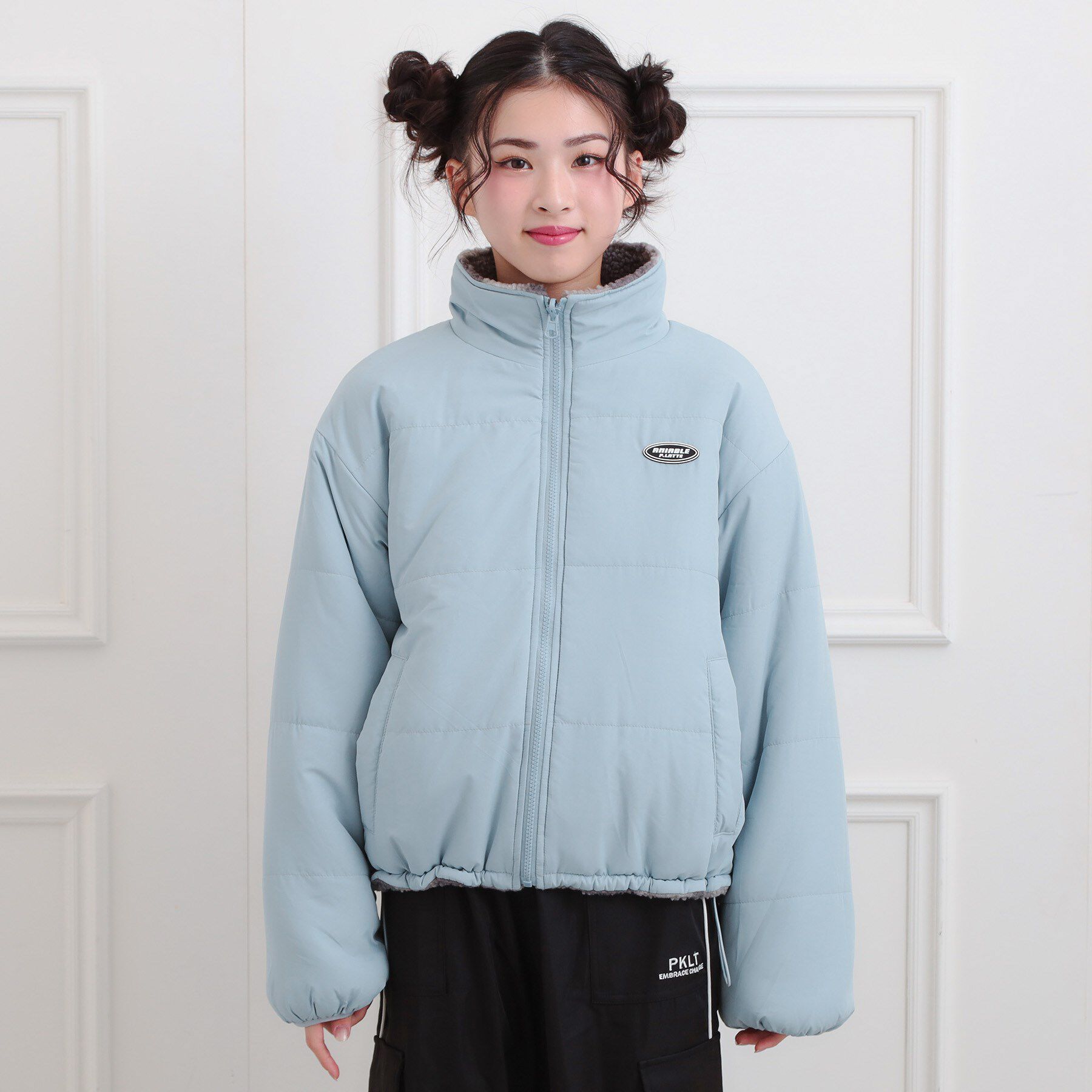 PINK-latte「ボアリバーシブルブルゾン」|ブルゾン・スタジャン|