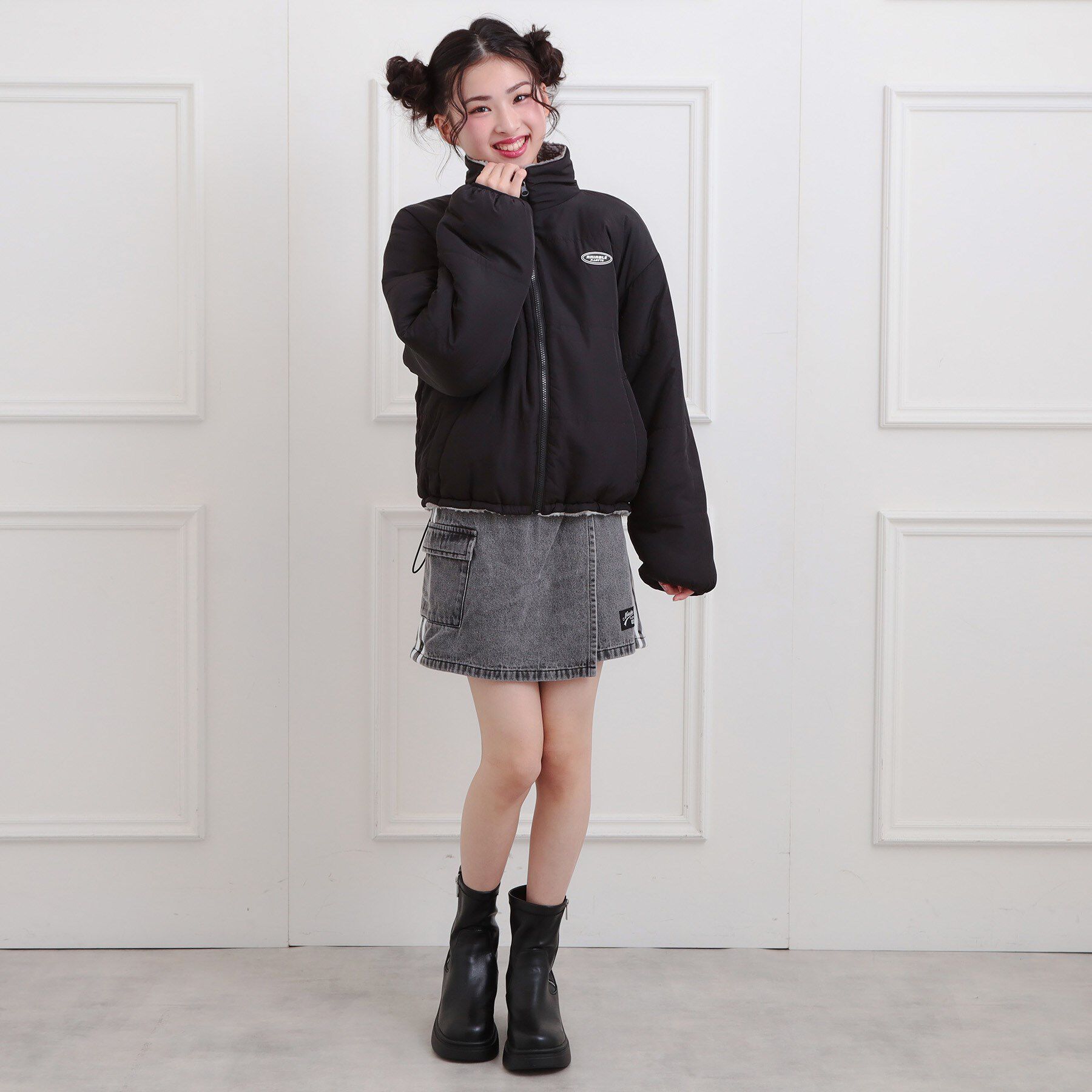 PINK-latte「ボアリバーシブルブルゾン」|ブルゾン・スタジャン|