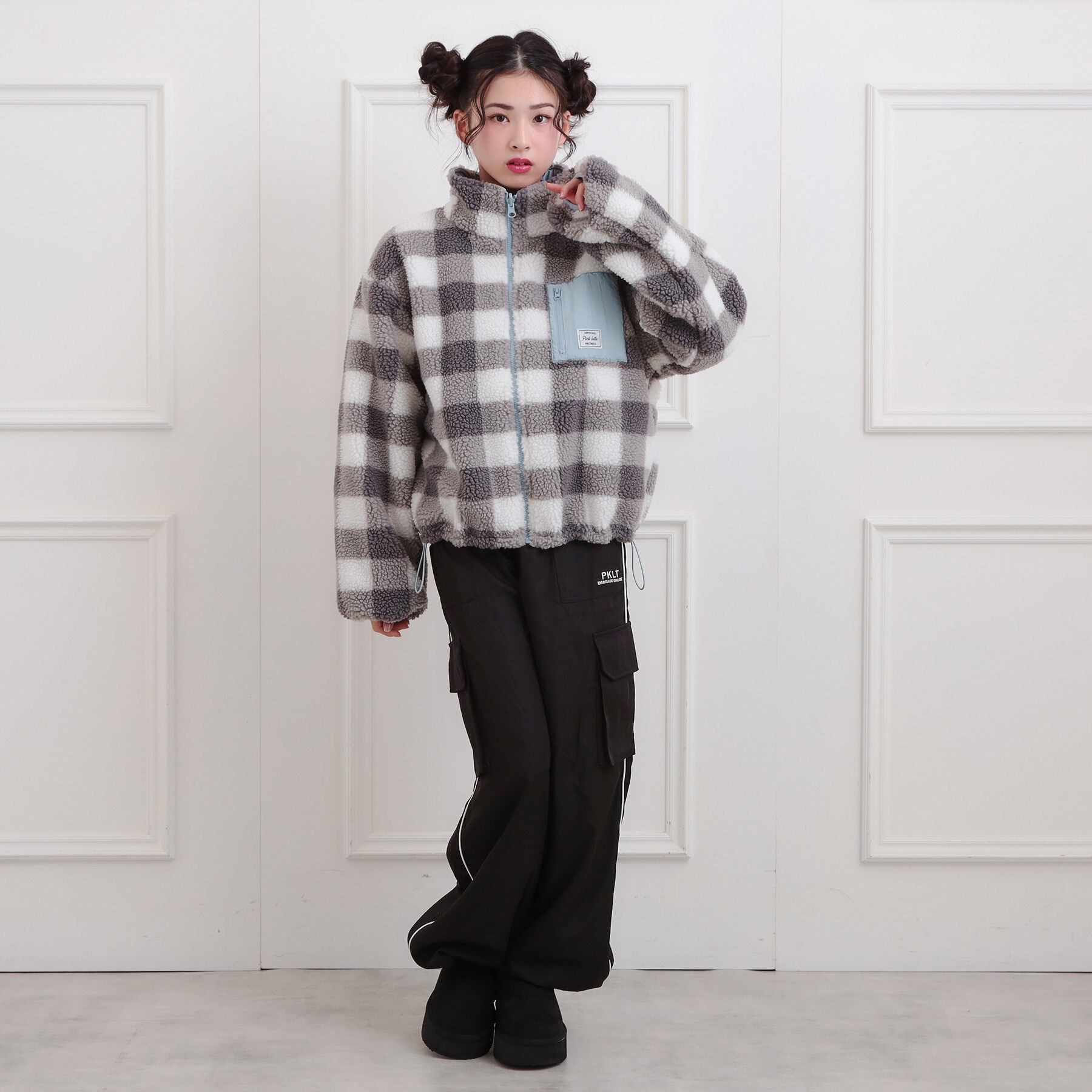 PINK-latte「ボアリバーシブルブルゾン」|ブルゾン・スタジャン|