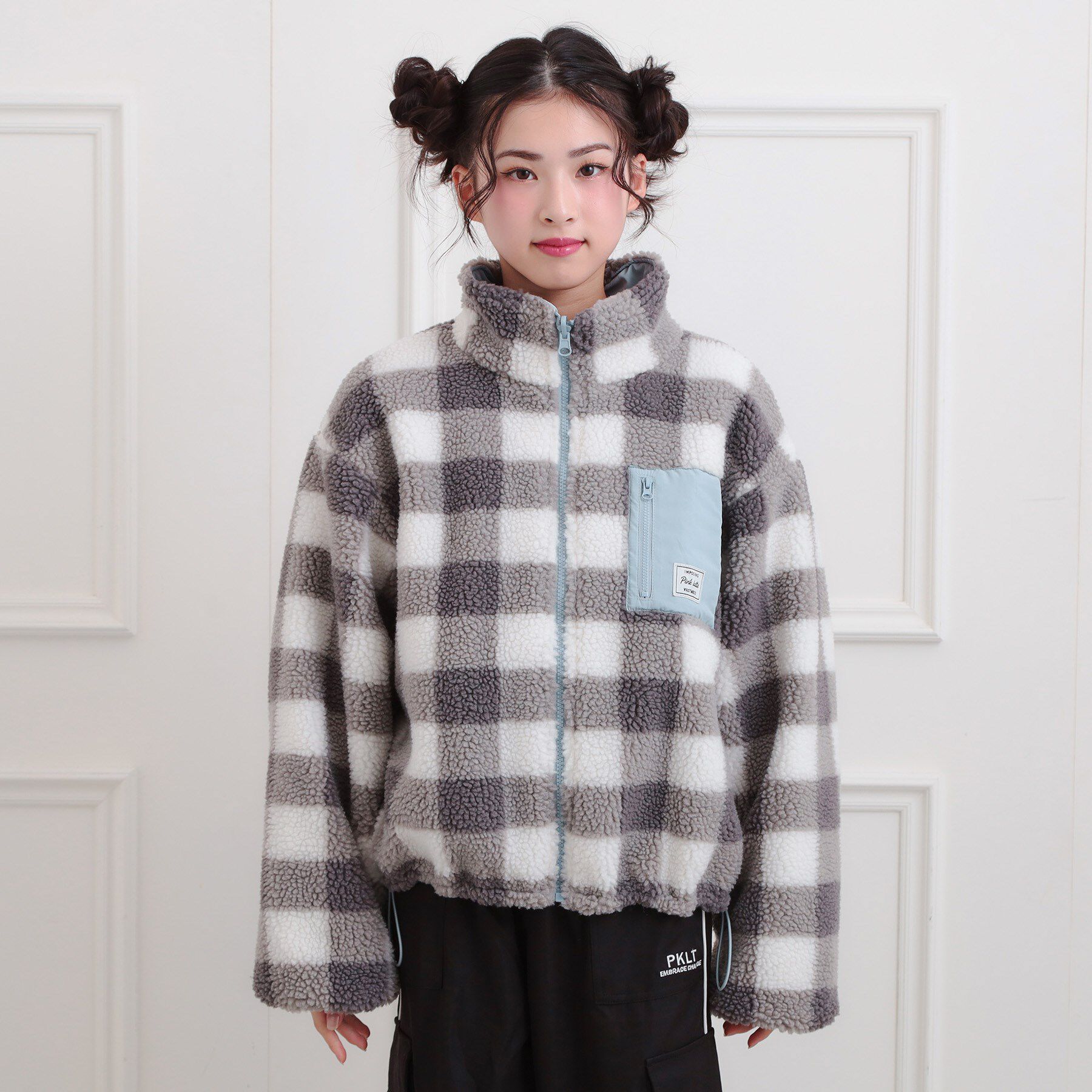 PINK-latte「ボアリバーシブルブルゾン」|ブルゾン・スタジャン|