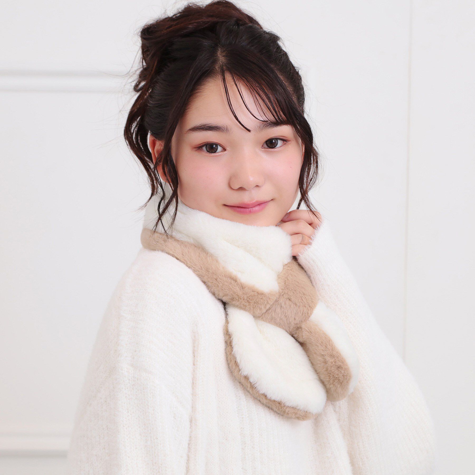 PINK-latte「バイカラーティペット」|マフラー|