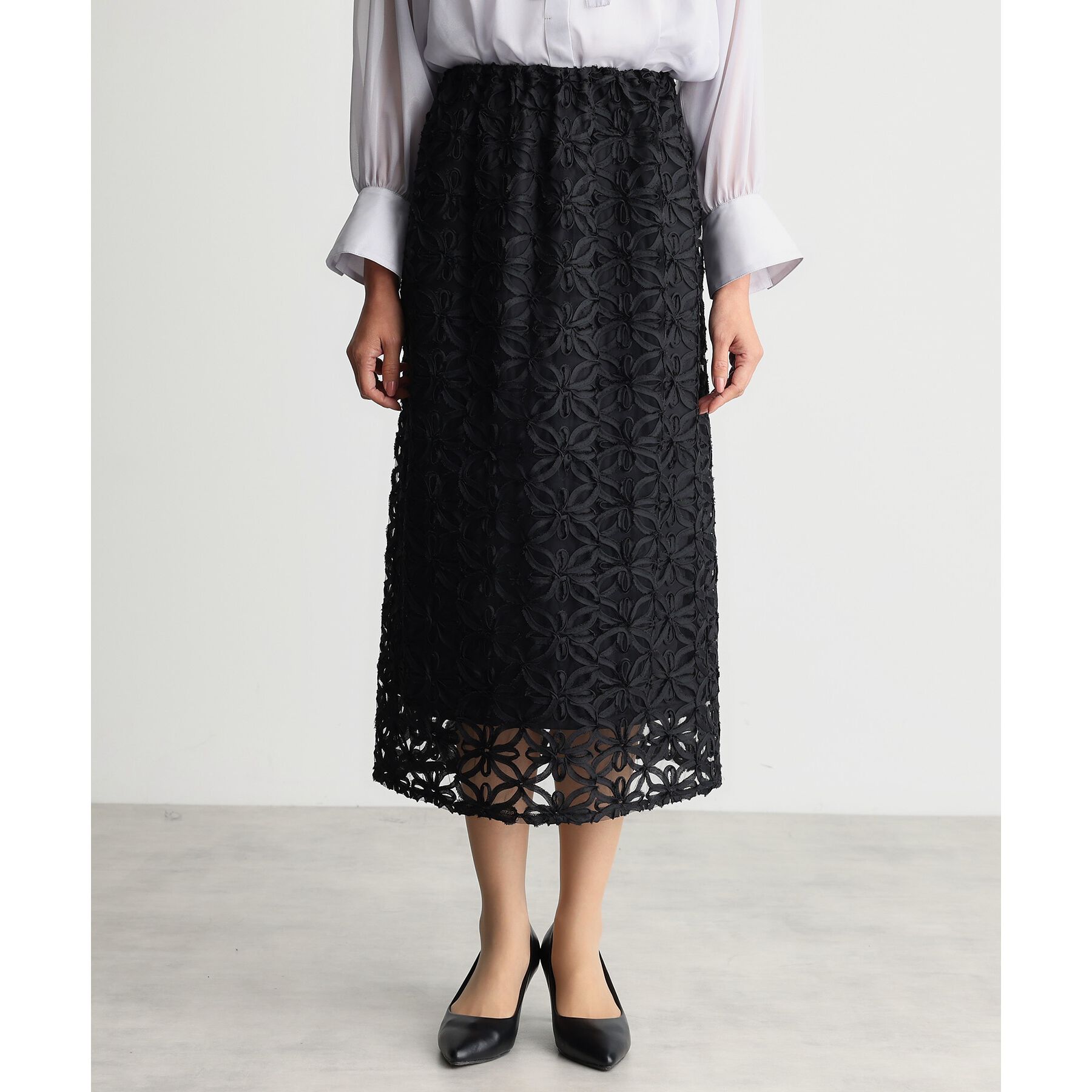 THE SHOP TK「【ONOFF活躍／セレモニー】刺繍レーススカート／洗える」|スカート|
