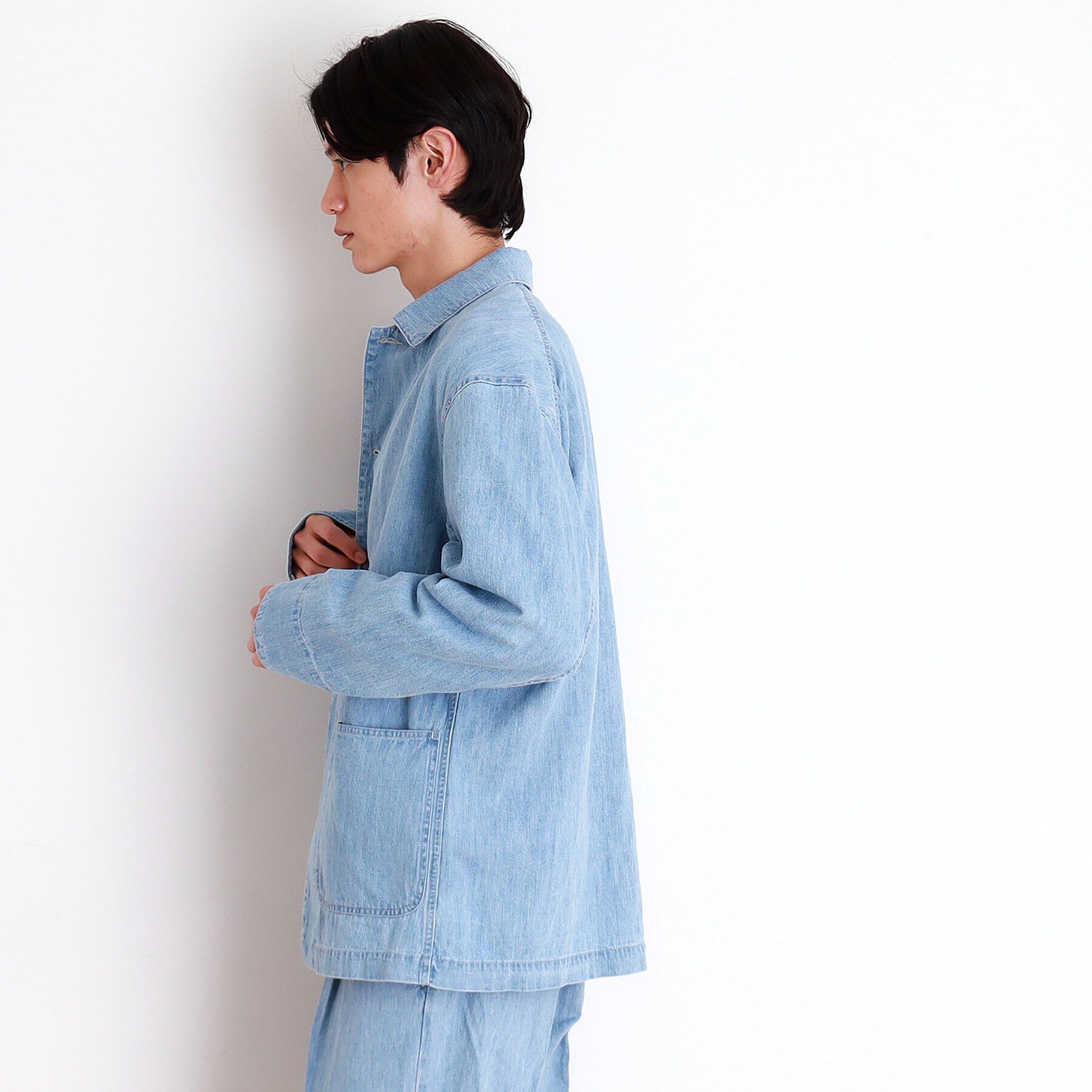 THE SHOP TK「綿麻デニムカバーオール　セットアップ可」|ブルゾン・スタジャン|