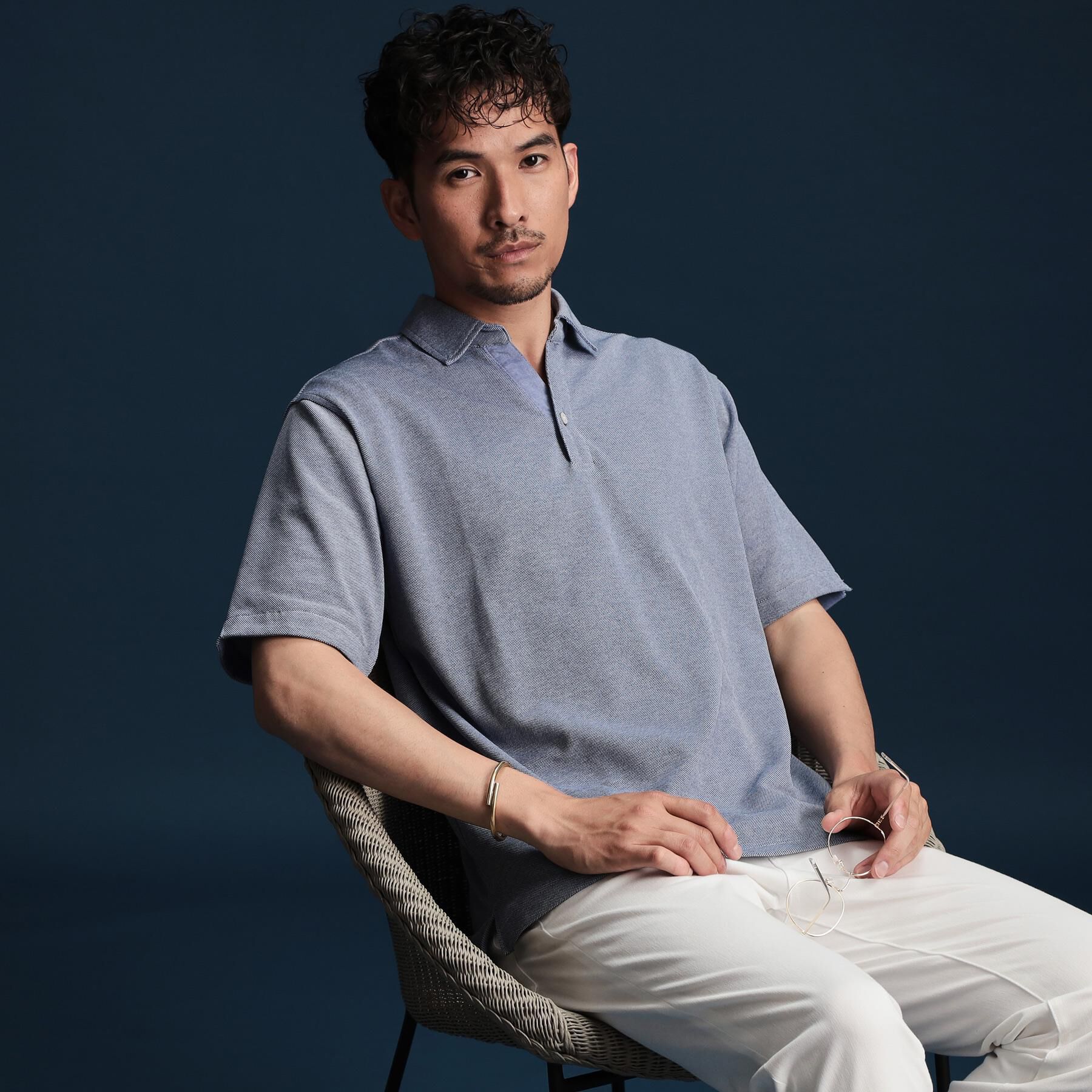 THE SHOP TK「シャンブレーカノコスキッパーポロシャツ」|ポロシャツ|