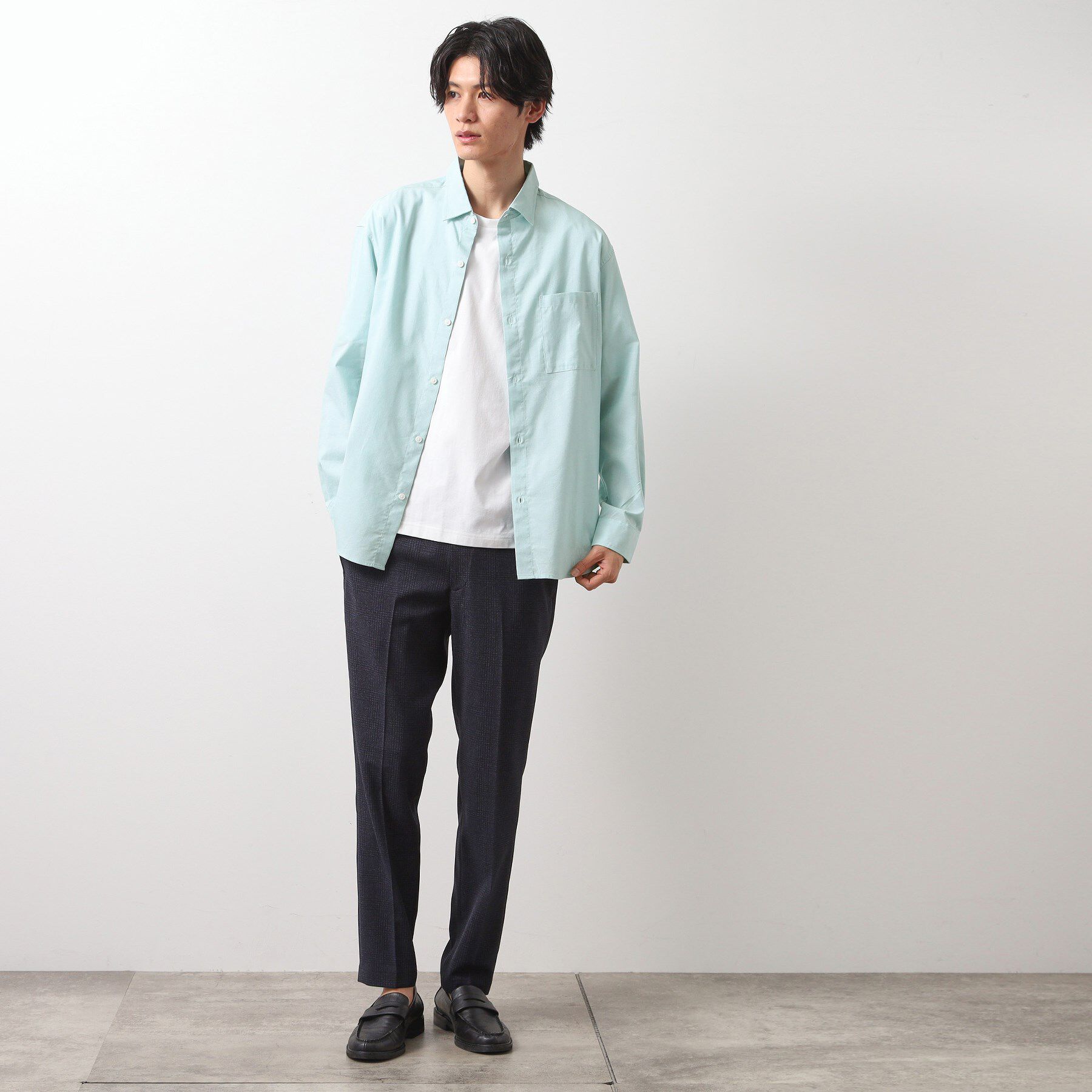 THE SHOP TK「綿麻ポリCOOLMAX（R）長袖シャツ」|シャツ・ブラウス|