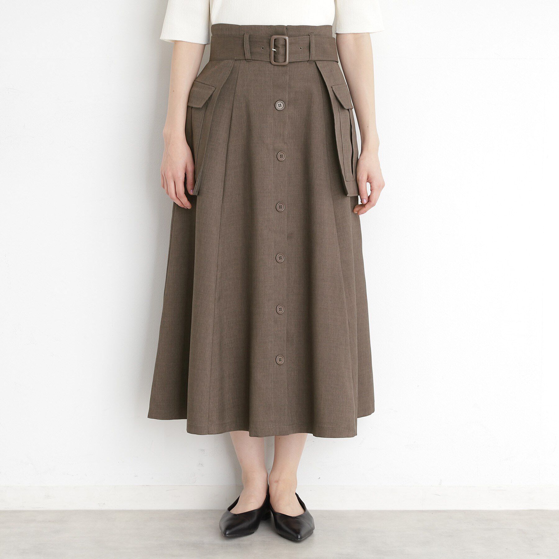 THE SHOP TK「フラップベルト付きスカート【洗える】」|スカート|