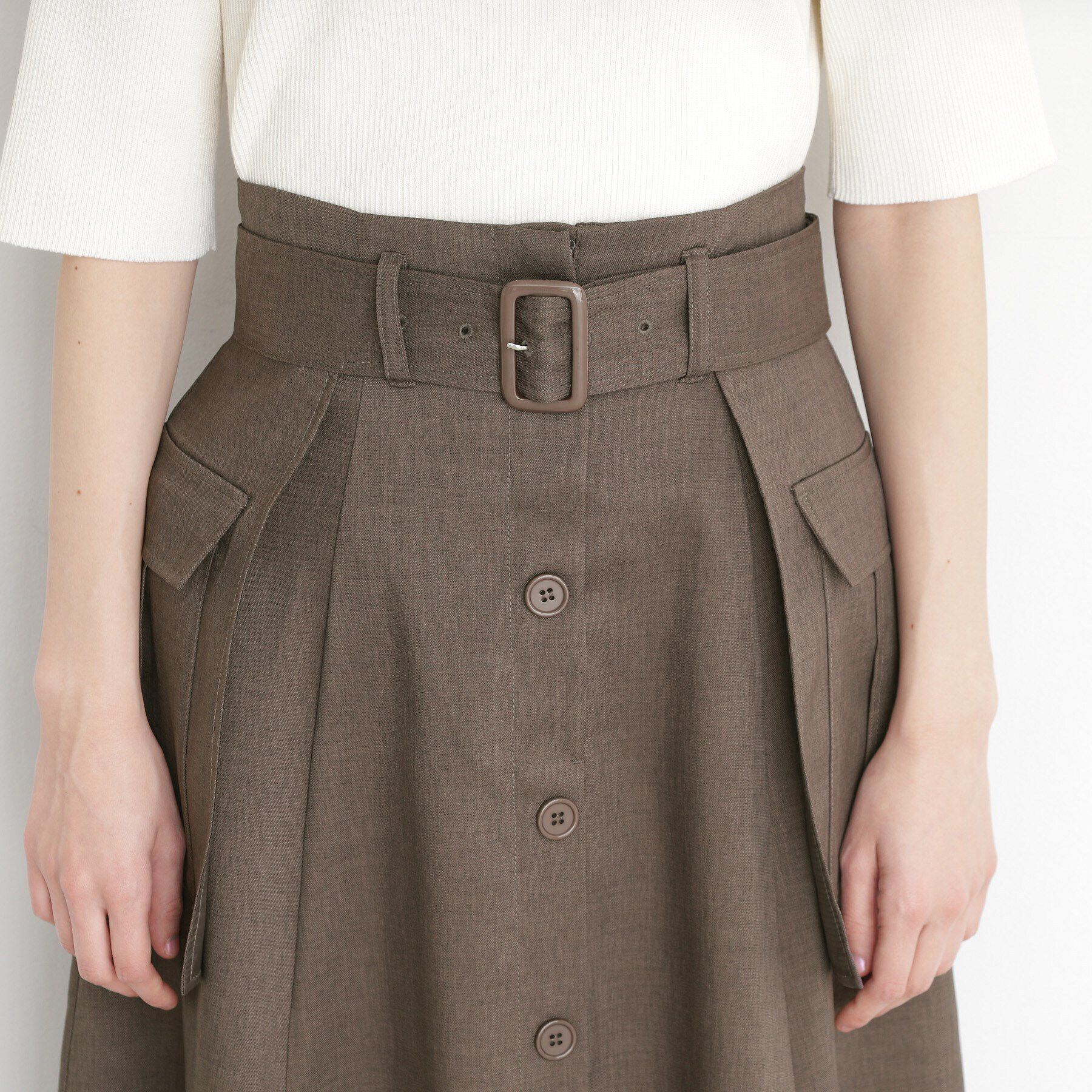 THE SHOP TK「フラップベルト付きスカート【洗える】」|スカート|