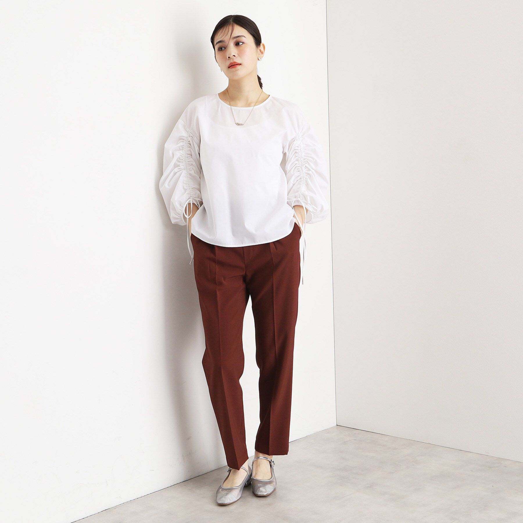 THE SHOP TK「袖シャーリングブラウス【洗濯機OK】」|シャツ・ブラウス|