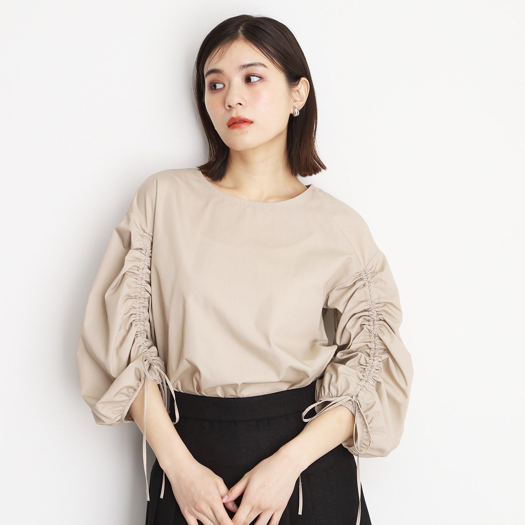 THE SHOP TK「袖シャーリングブラウス【洗濯機OK】」|シャツ・ブラウス|ベージュ(052)