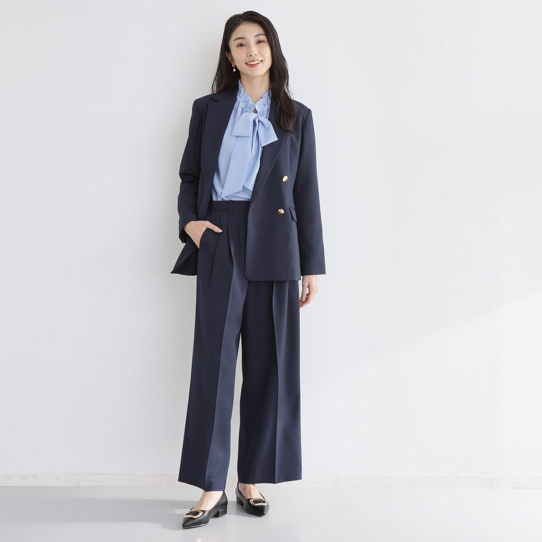 THE SHOP TK「【通勤・セレモニー】CAVIAN 2タックワイドパンツ/セットアップ可」|その他|