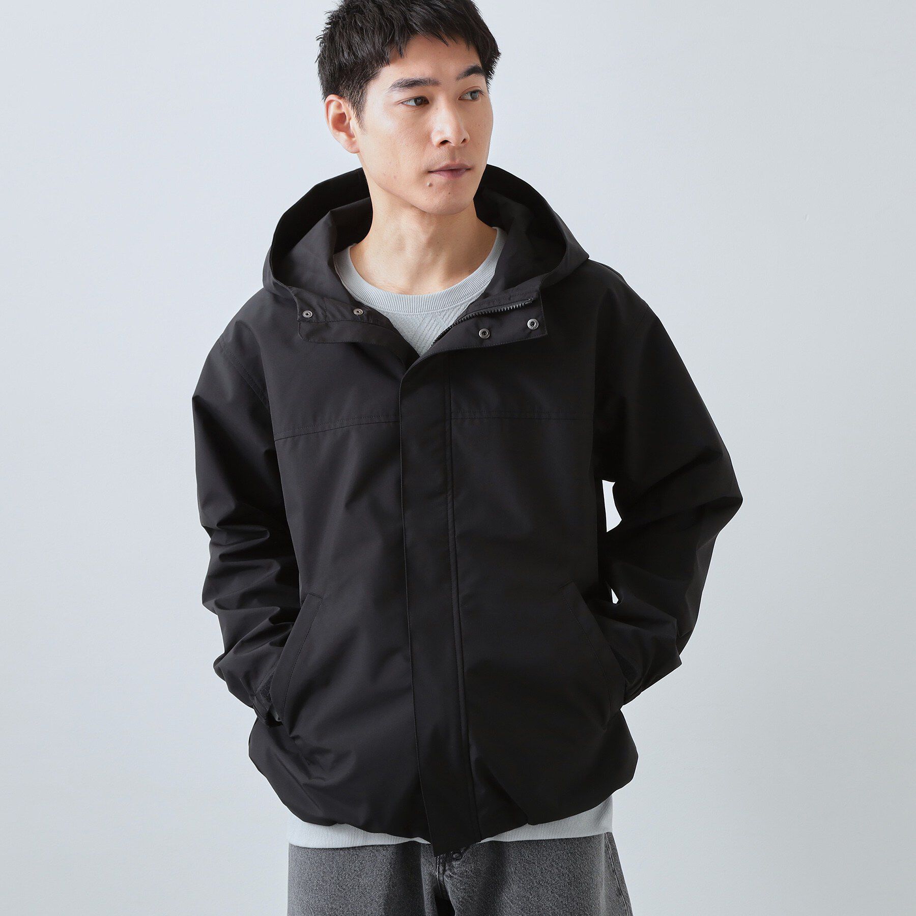 THE SHOP TK「【季節の変わり目に最適】ナイロンマウンテンパーカー  防風/洗濯機OK」|ブルゾン・スタジャン|ブラック(019)