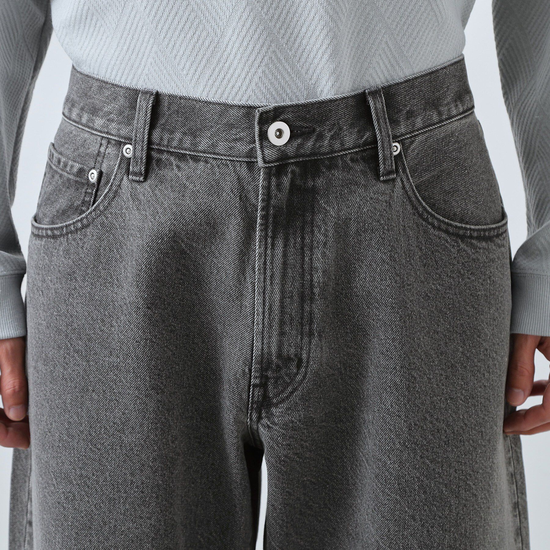 THE SHOP TK「【半歩先のオシャレ】デニムカーブパンツ　セットアップ可/洗濯機OK」|デニム|