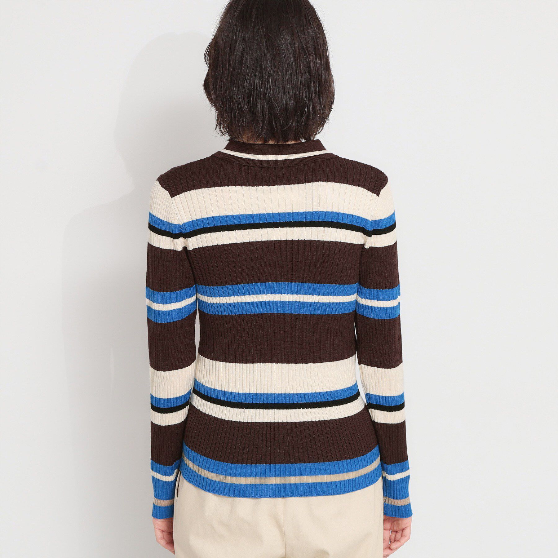 THE SHOP TK「衿付マルチボーダーニット」|ニット・セーター|