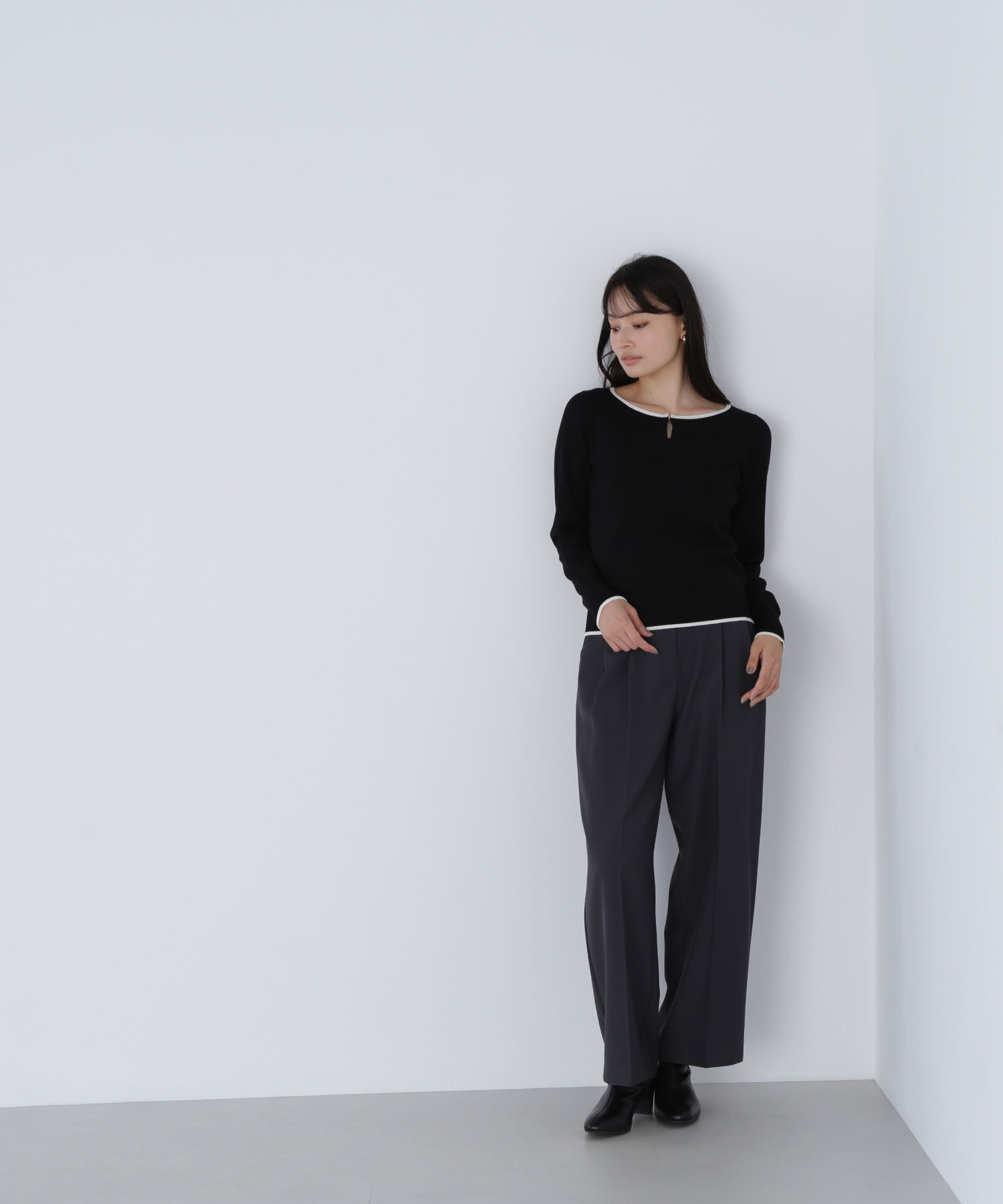  「メタルポイントバイカラーニット」|ニット・セーター|