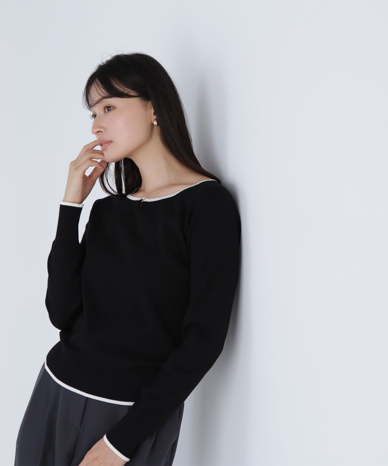  「メタルポイントバイカラーニット」|ニット・セーター|