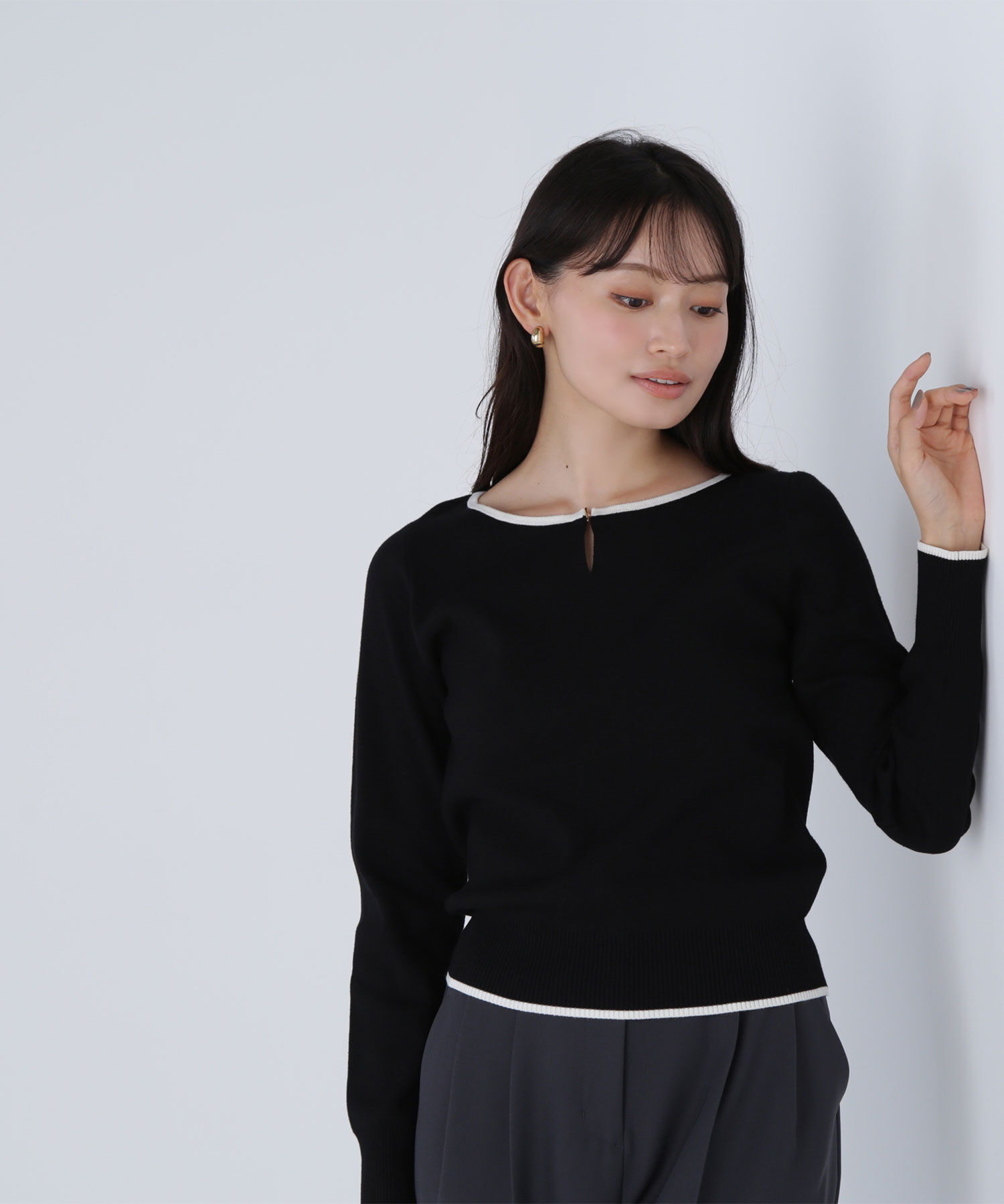  「メタルポイントバイカラーニット」|ニット・セーター|