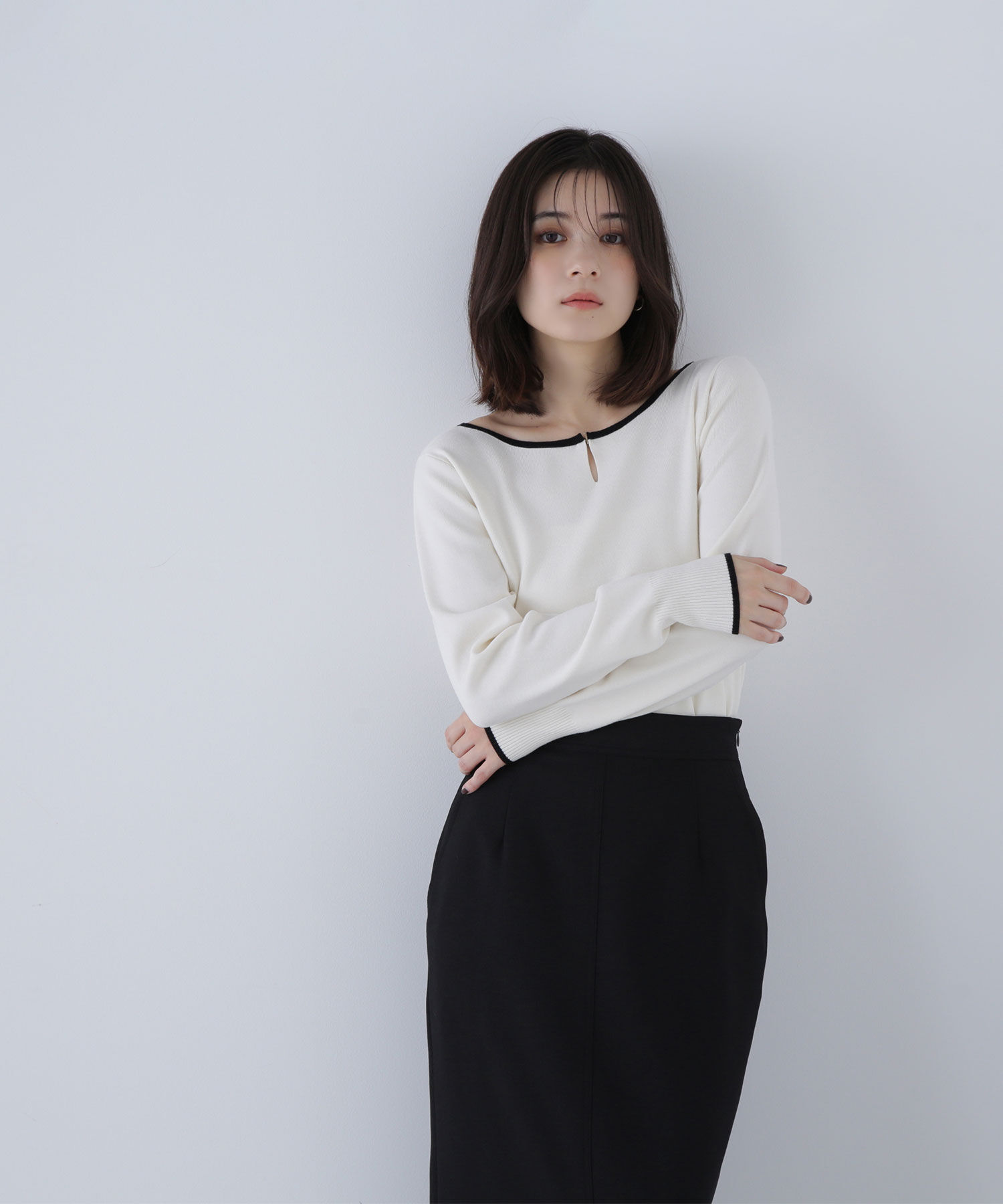  「メタルポイントバイカラーニット」|ニット・セーター|