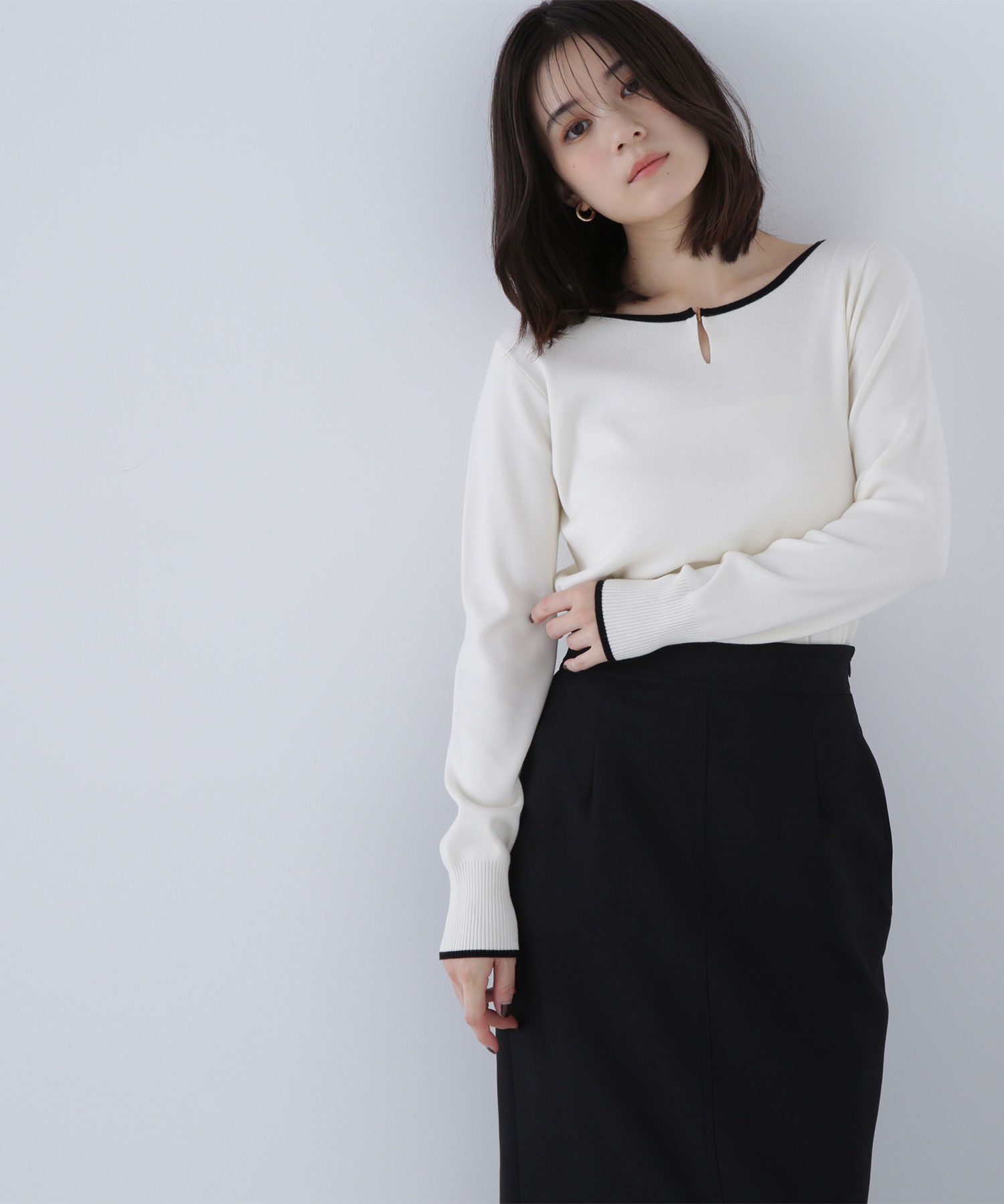  「メタルポイントバイカラーニット」|ニット・セーター|