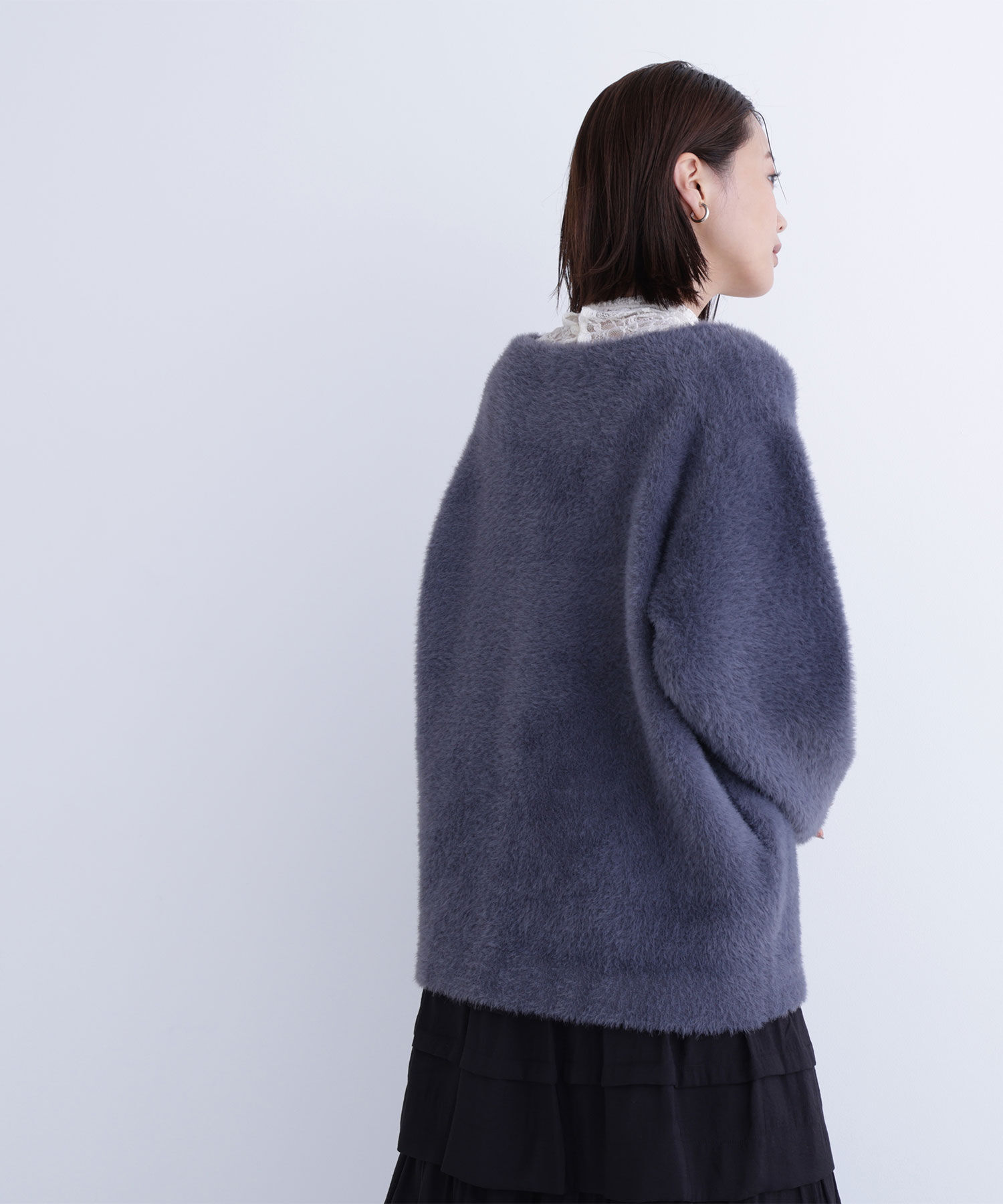  「Vネックシャギー接結コーディガン」|ニット・セーター|