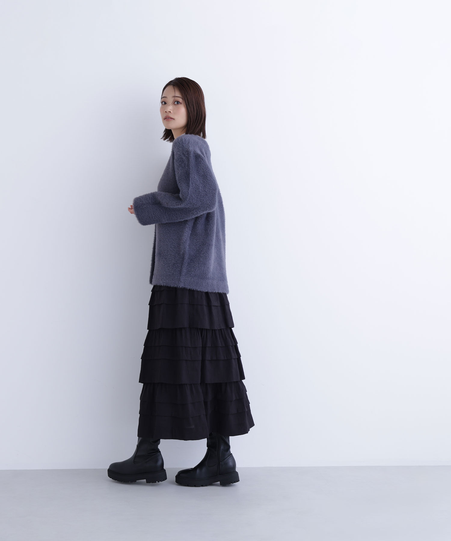  「Vネックシャギー接結コーディガン」|ニット・セーター|