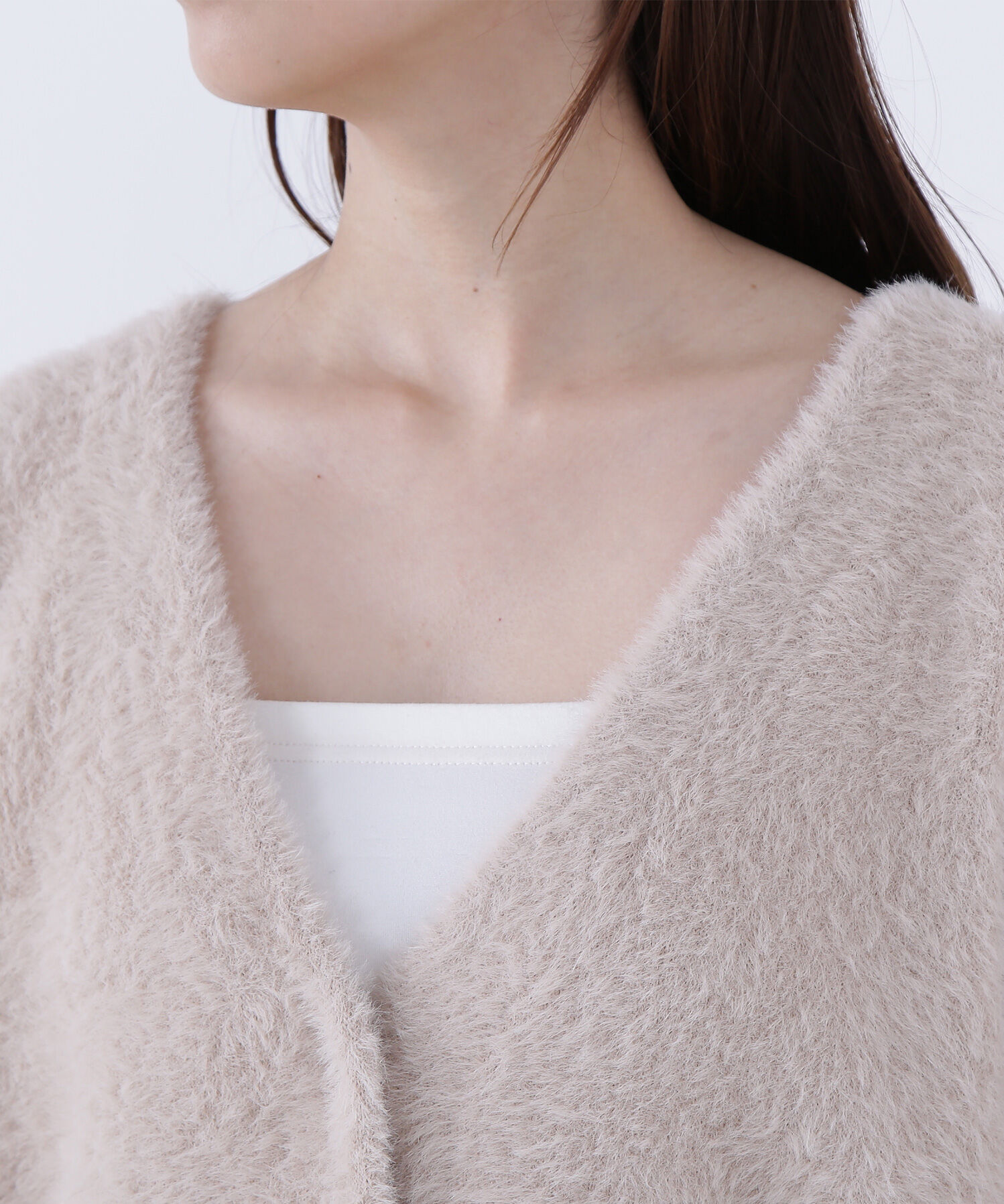  「Vネックシャギー接結コーディガン」|ニット・セーター|