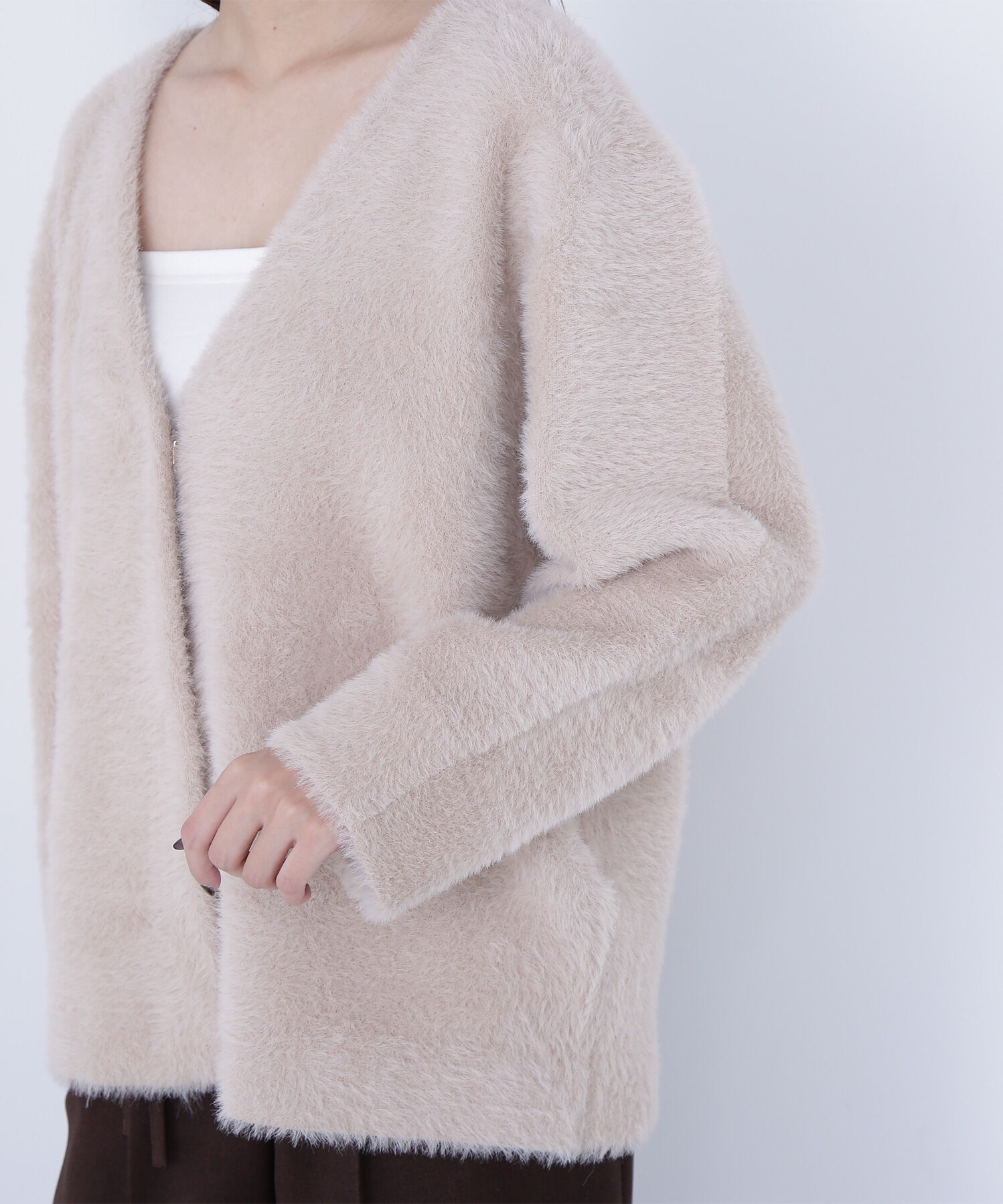  「Vネックシャギー接結コーディガン」|ニット・セーター|