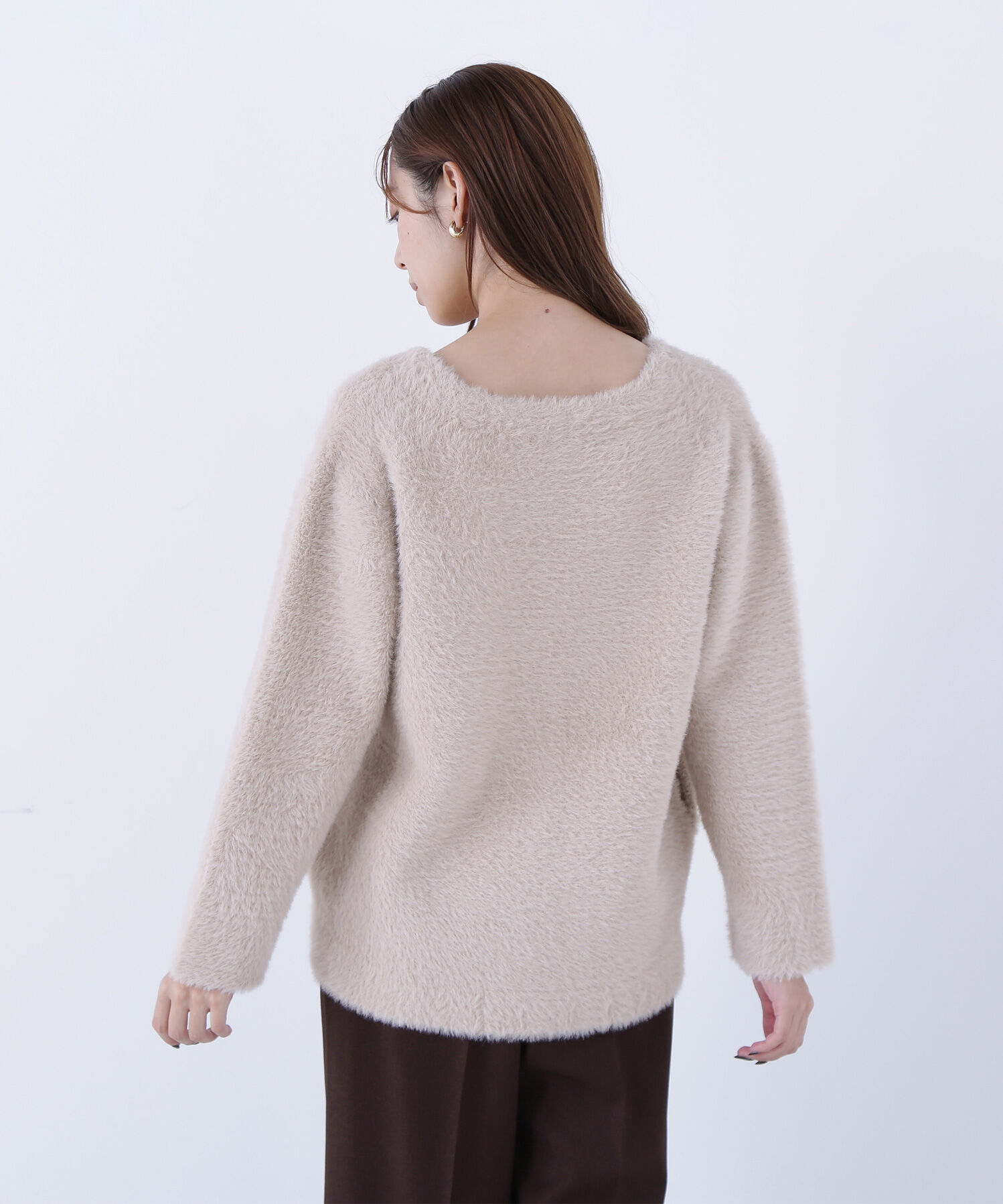  「Vネックシャギー接結コーディガン」|ニット・セーター|