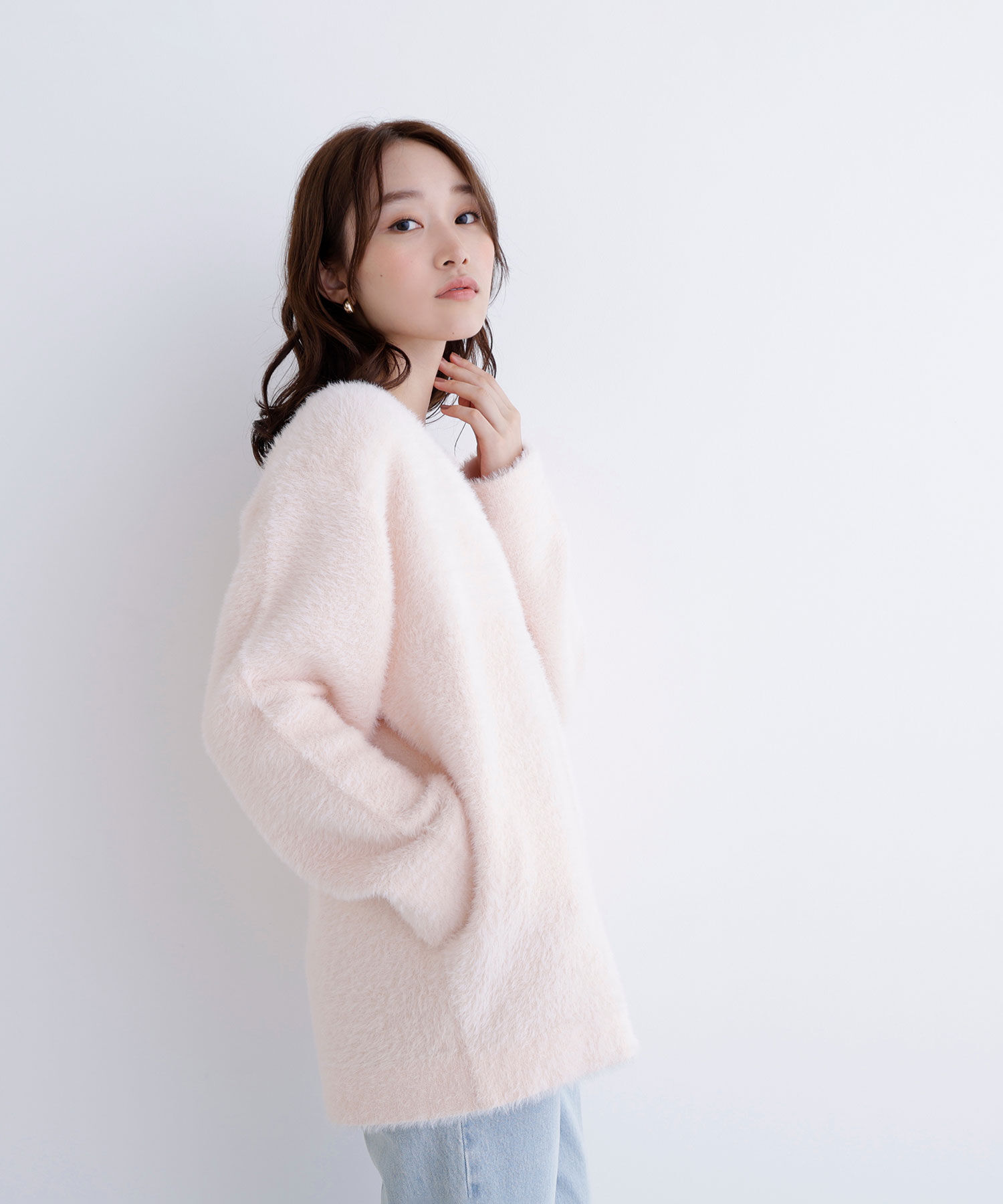  「Vネックシャギー接結コーディガン」|ニット・セーター|