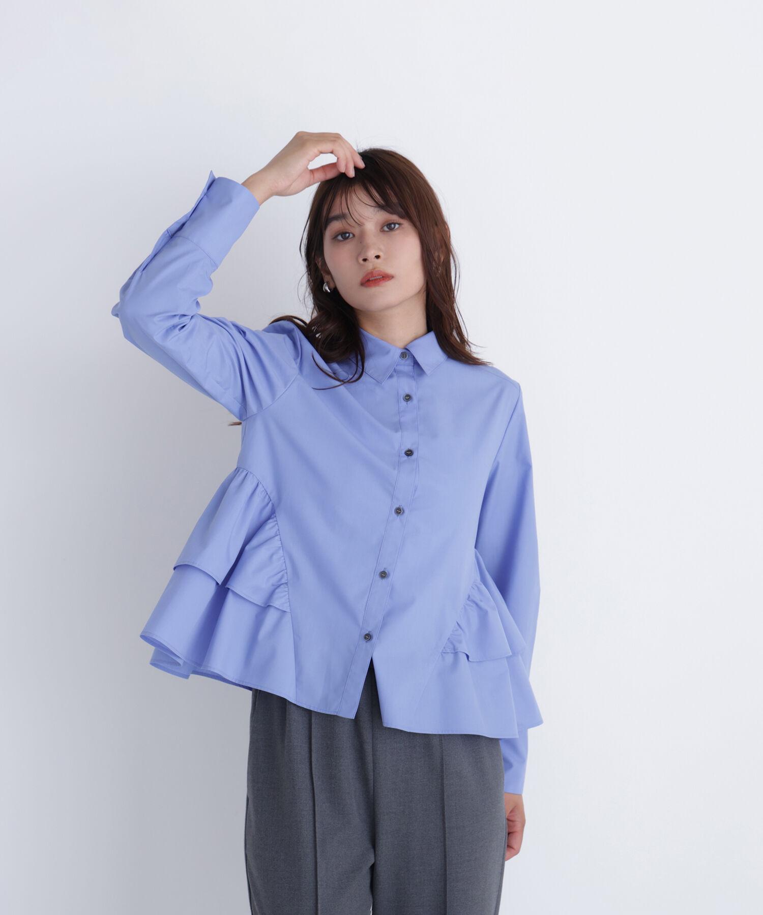  「サイドティアードシャツ」|シャツ・ブラウス|ブルー1