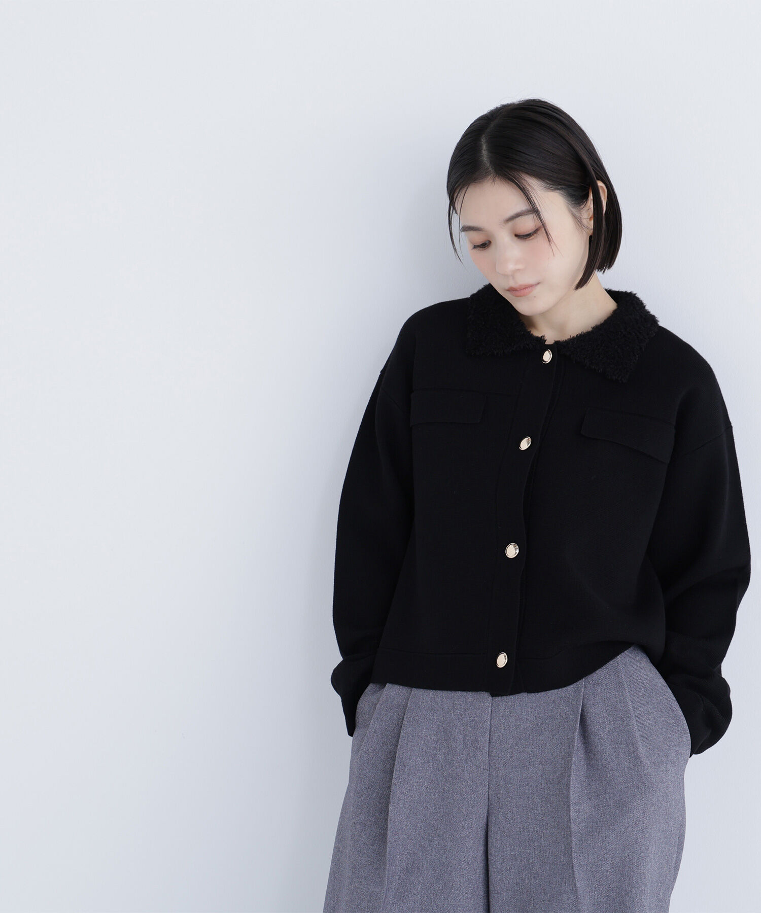  「ループカラーニットジャケット」|ニット・セーター|