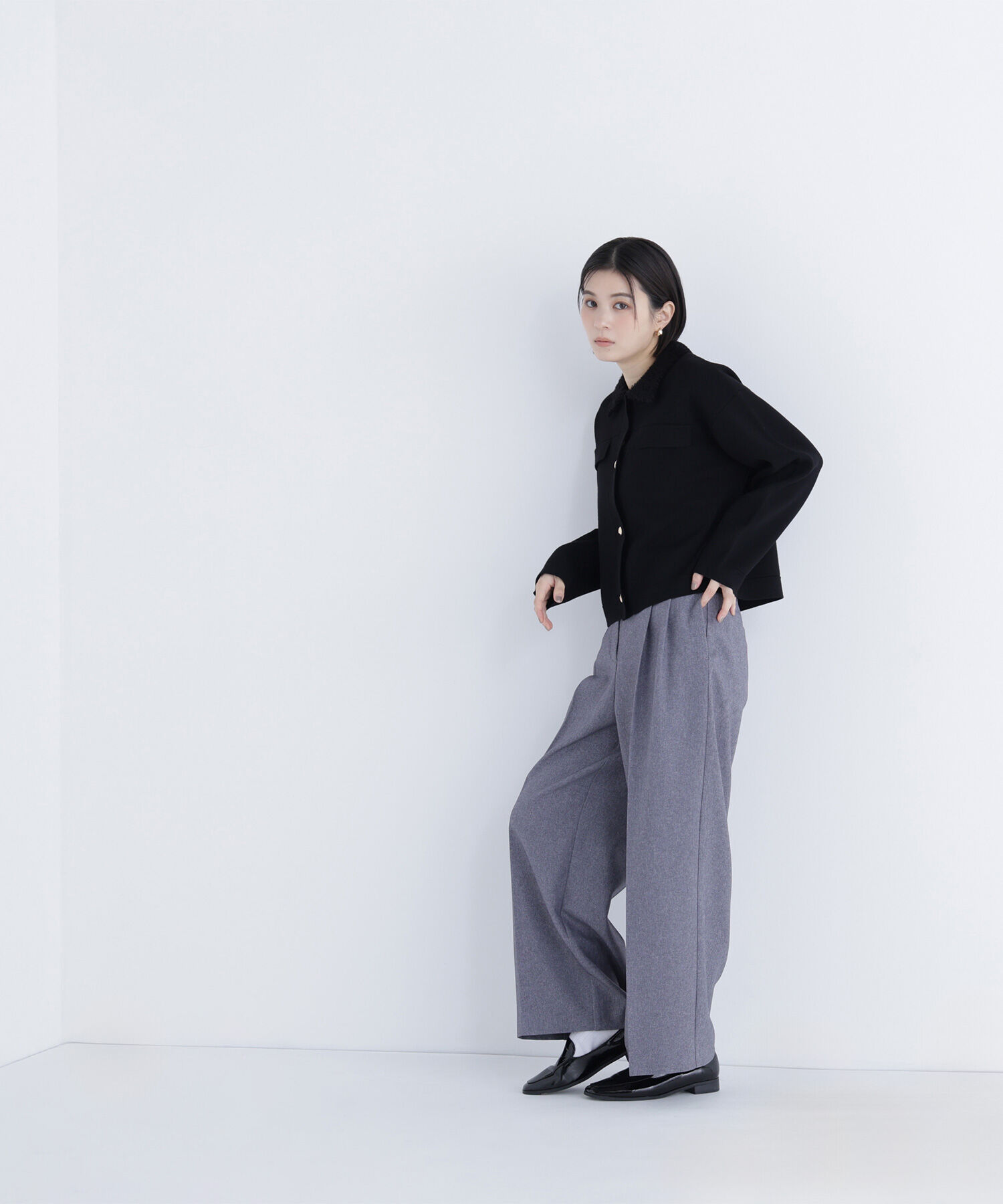  「ループカラーニットジャケット」|ニット・セーター|