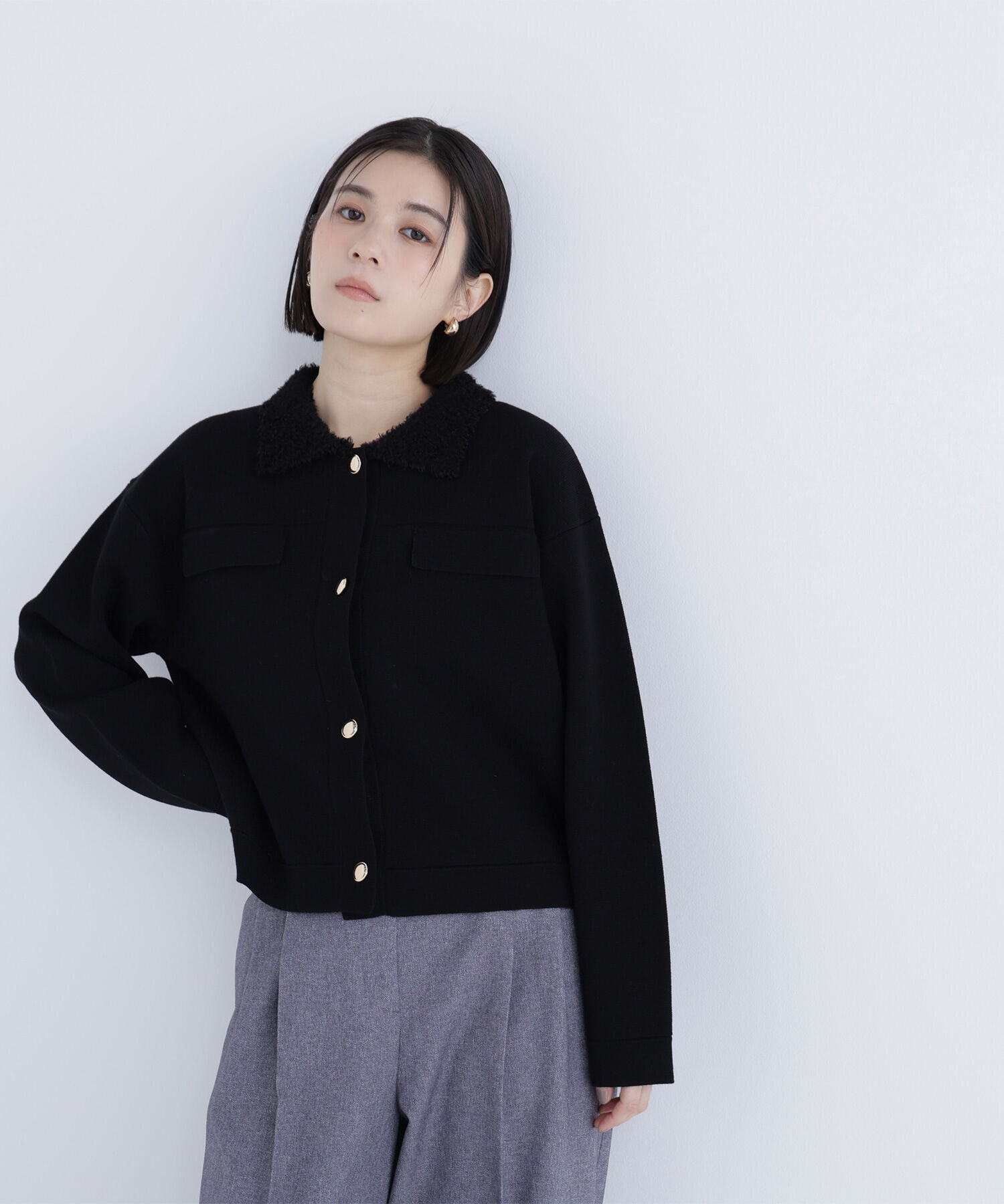  「ループカラーニットジャケット」|ニット・セーター|