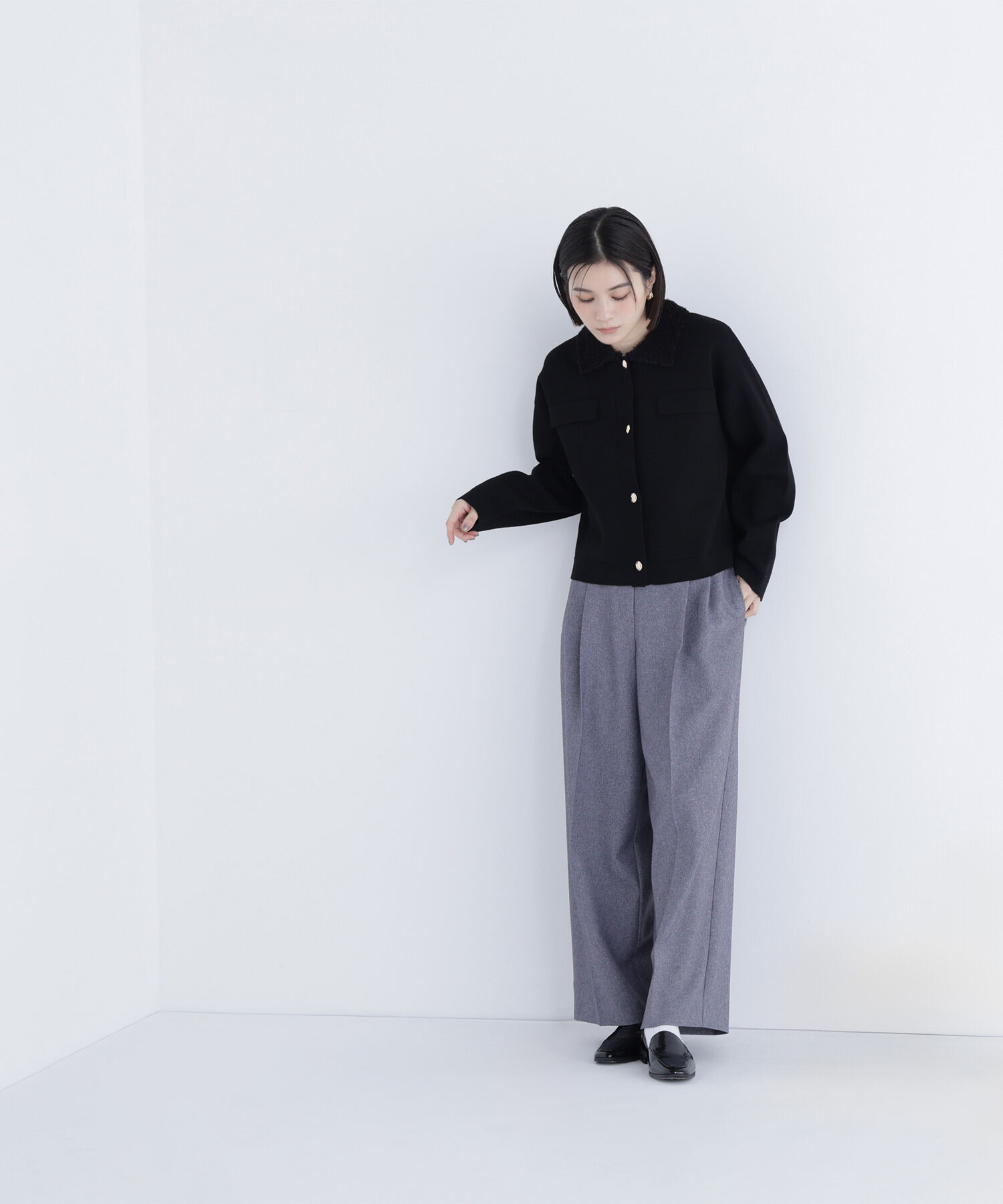  「ループカラーニットジャケット」|ニット・セーター|