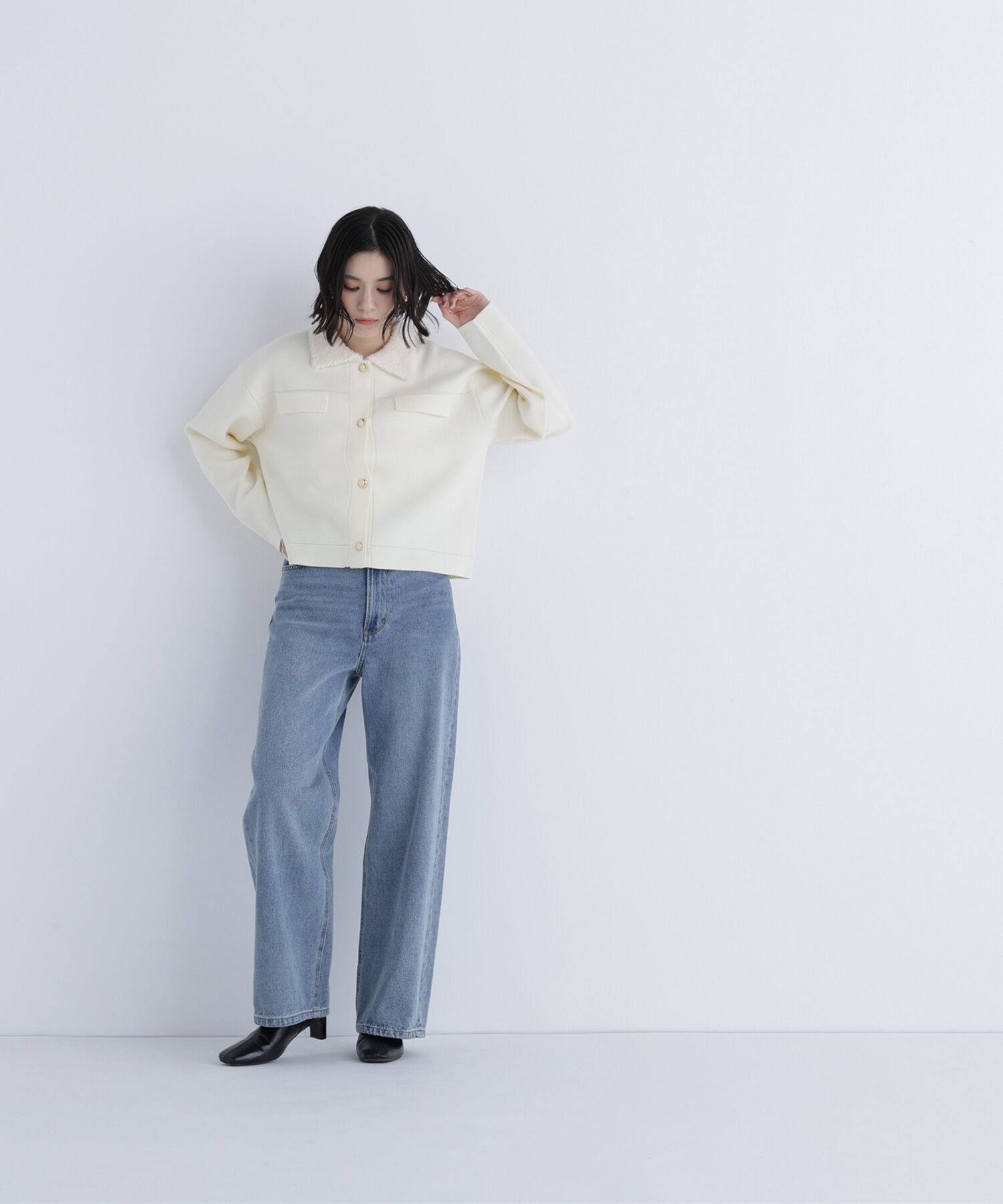  「ループカラーニットジャケット」|ニット・セーター|