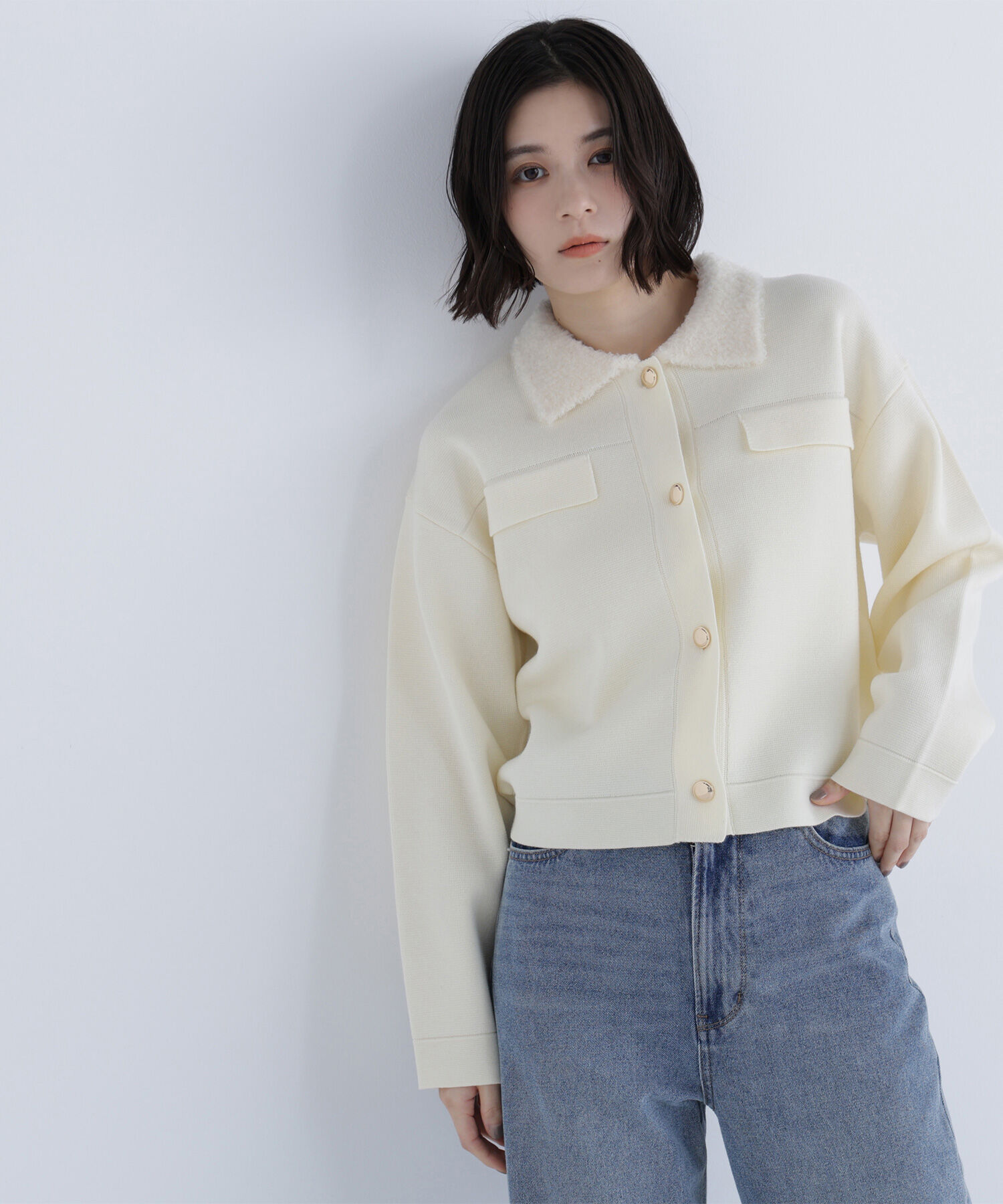  「ループカラーニットジャケット」|ニット・セーター|