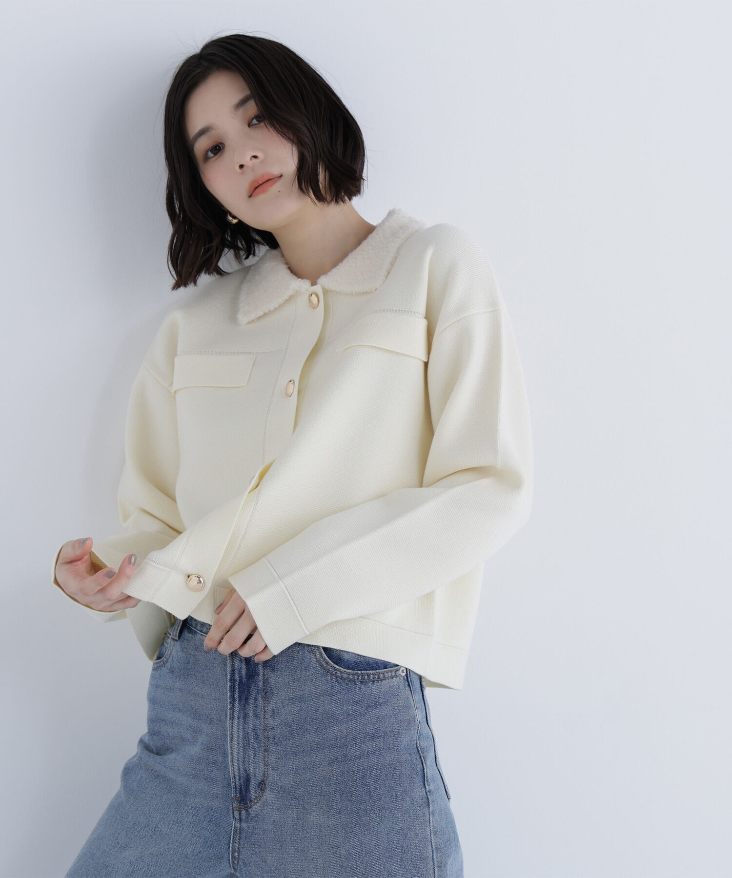  「ループカラーニットジャケット」|ニット・セーター|