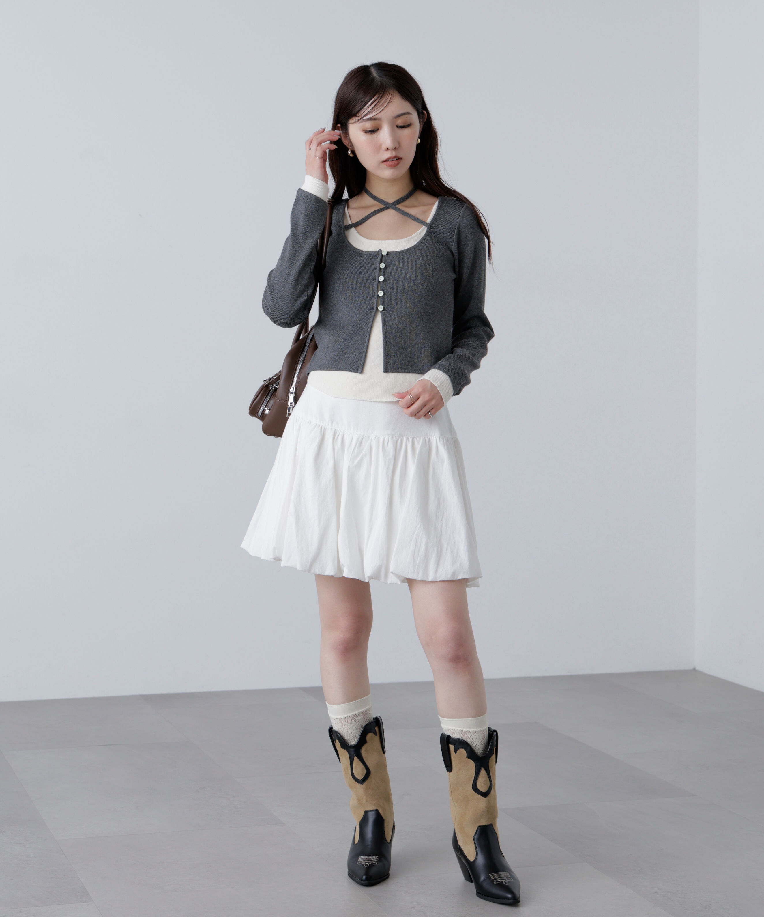  「キャミレイヤードクルーネックニット」|ニット・セーター|