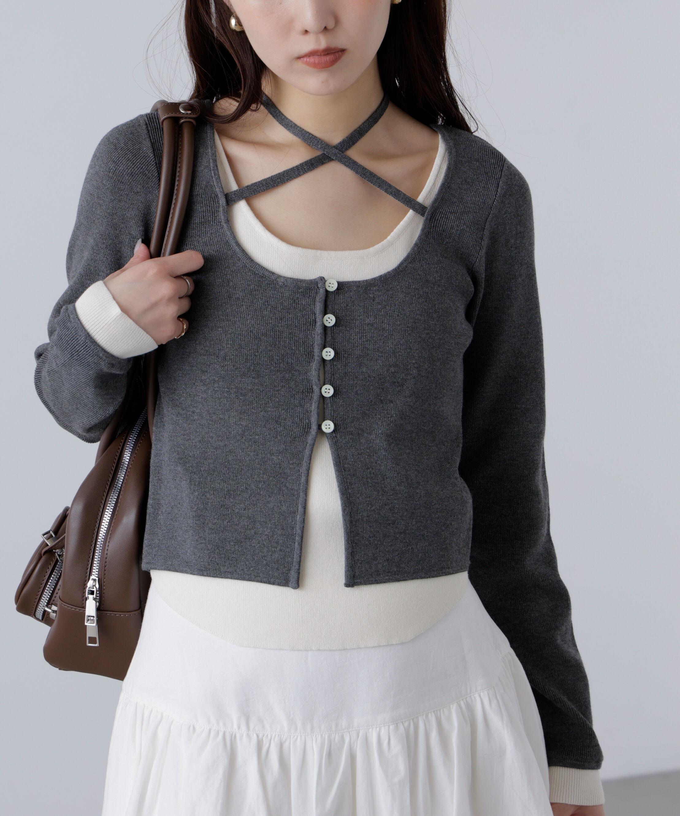  「キャミレイヤードクルーネックニット」|ニット・セーター|